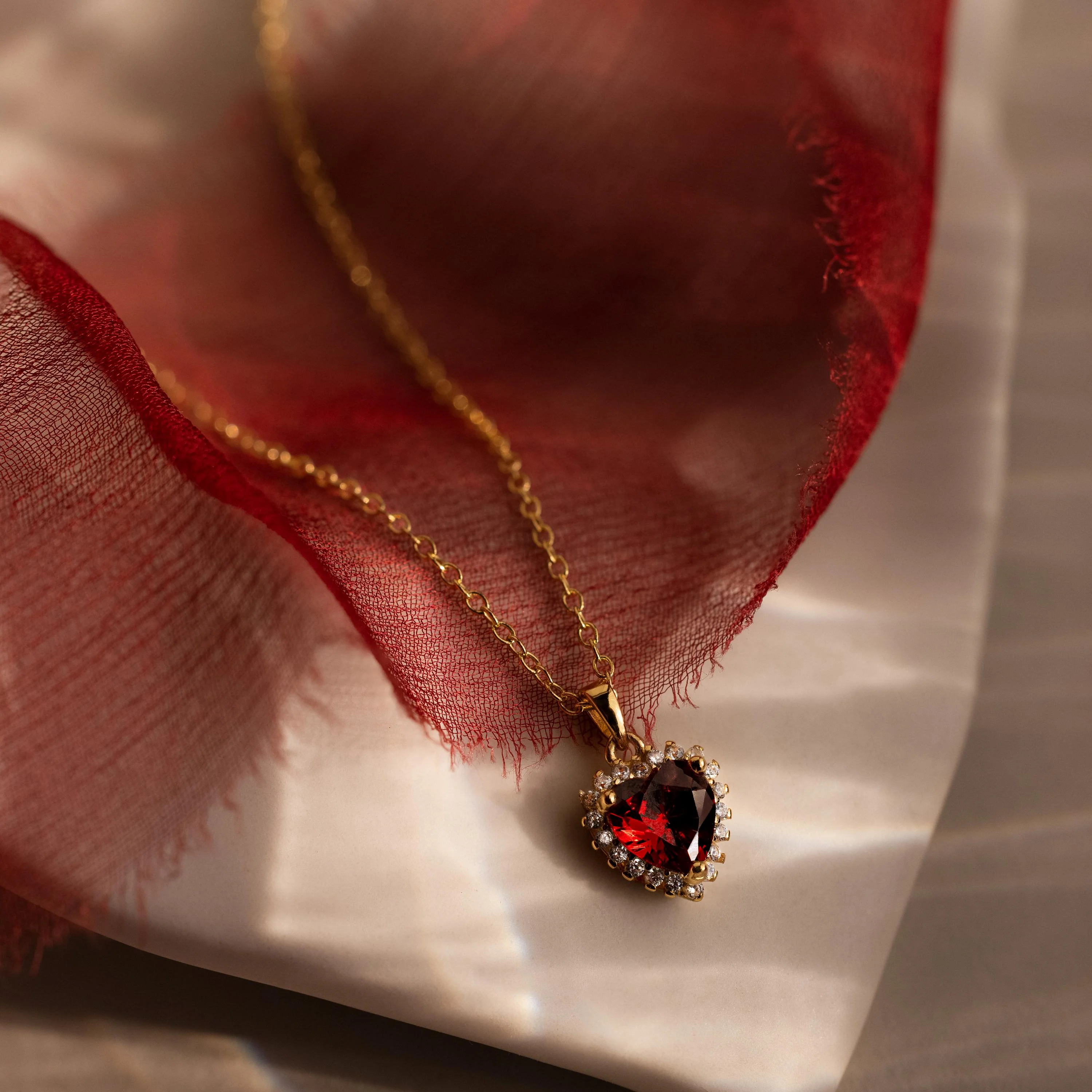 Pave Garnet Heart Necklace - Image 7