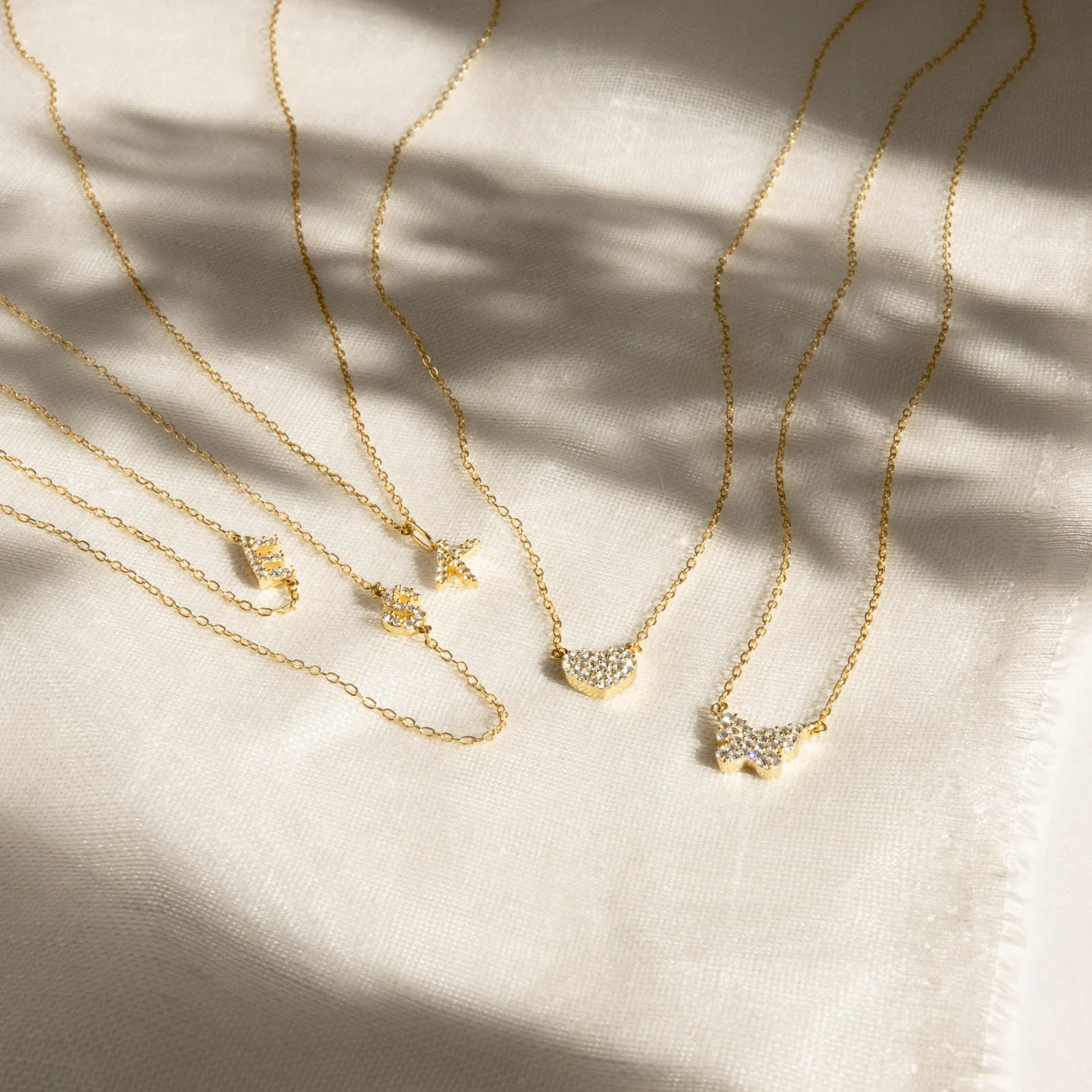 Pave Initial Necklace in 18K Gold - Image 7