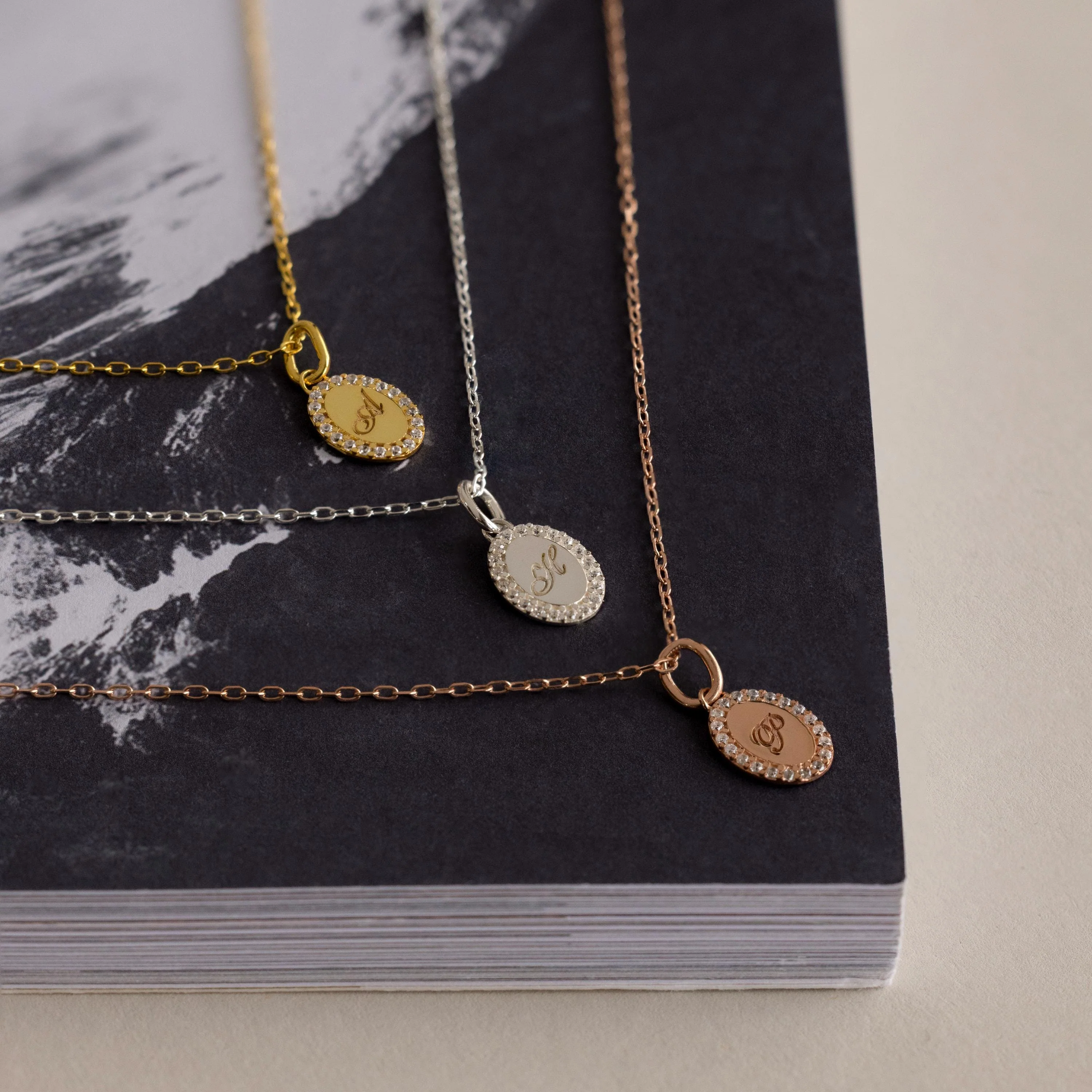 Pave Initial Pendant Necklace - Image 3