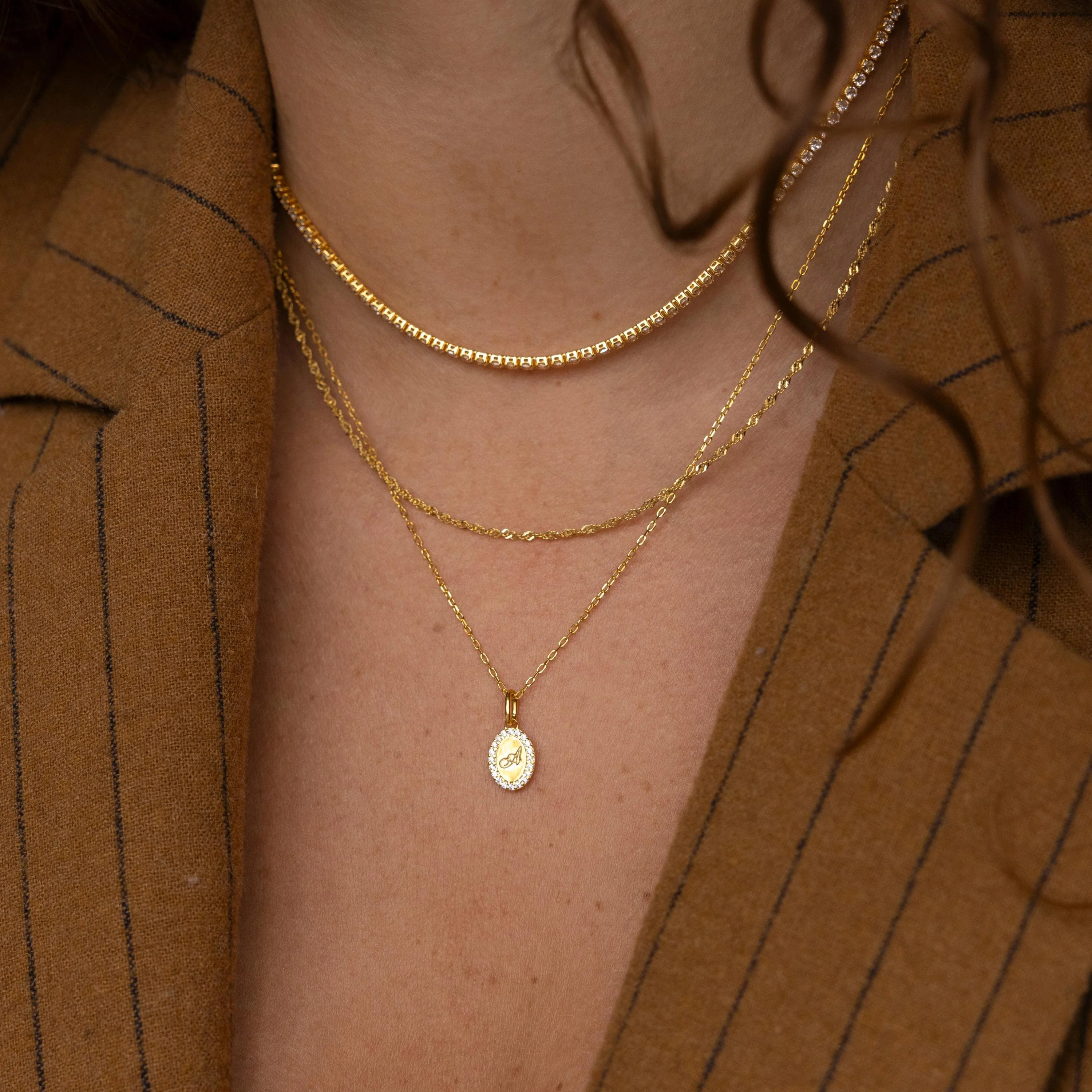 Pave Initial Pendant Necklace - Image 6