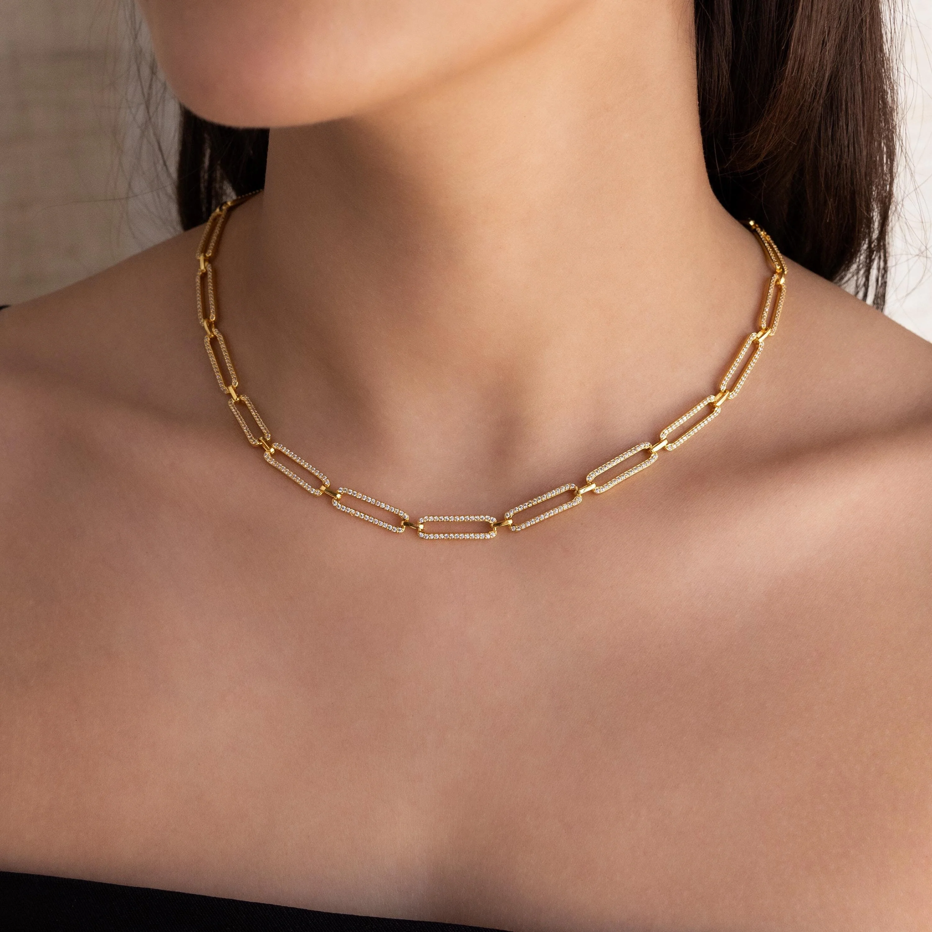 Pave Link Chain Necklace - Image 4
