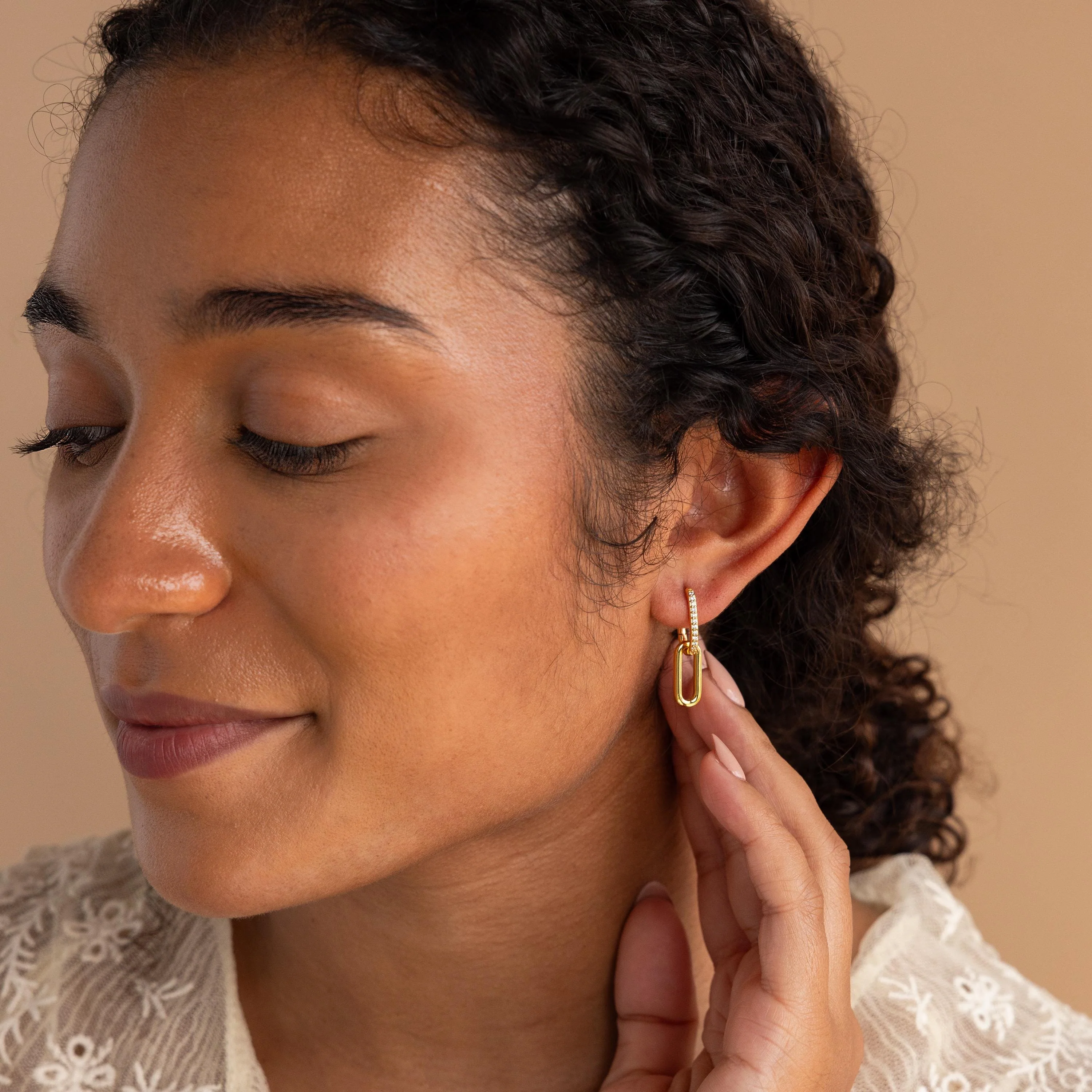 Pave Link Drop Earrings - Image 8