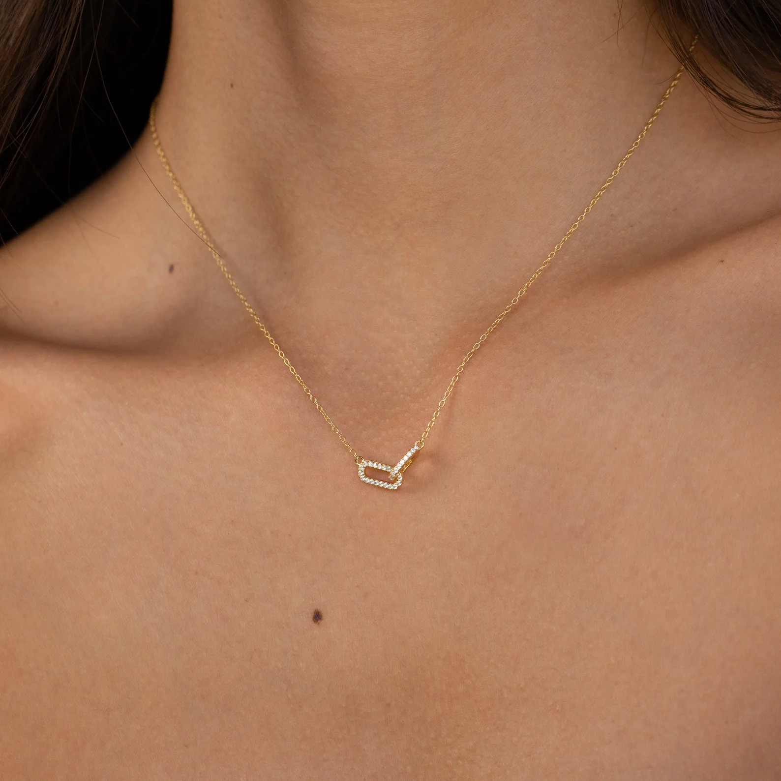 Pave Linked Pendant Necklace - Image 4