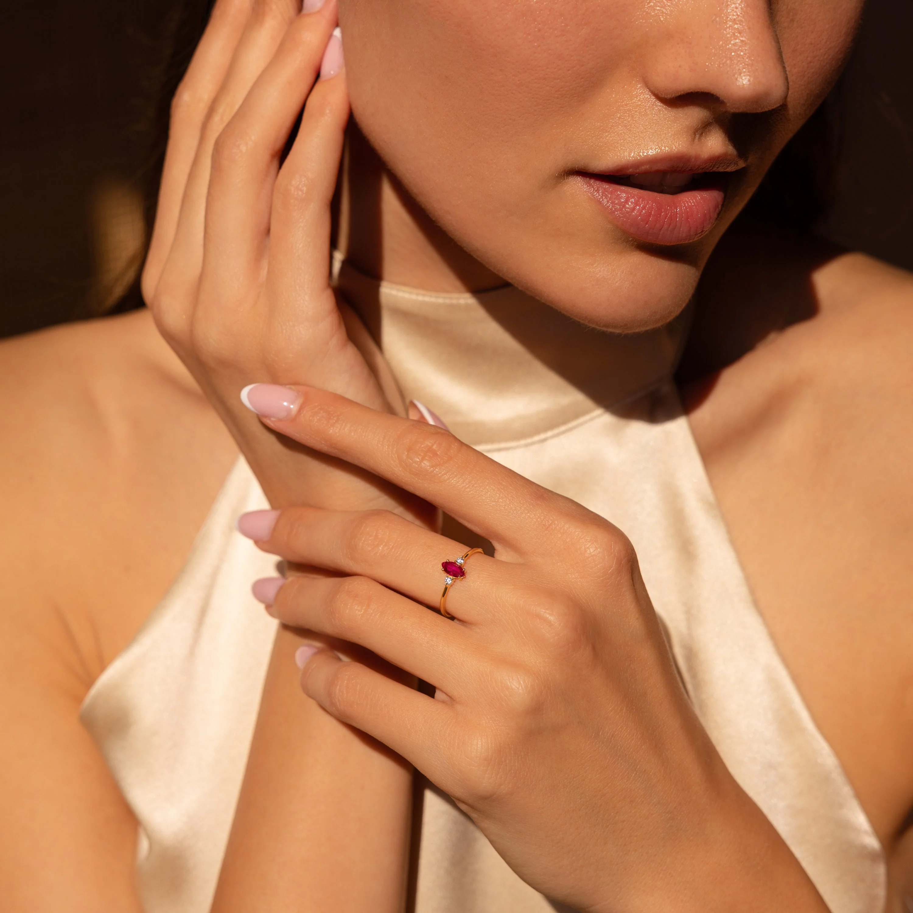 Pave Marquise Birthstone Ring - Image 3
