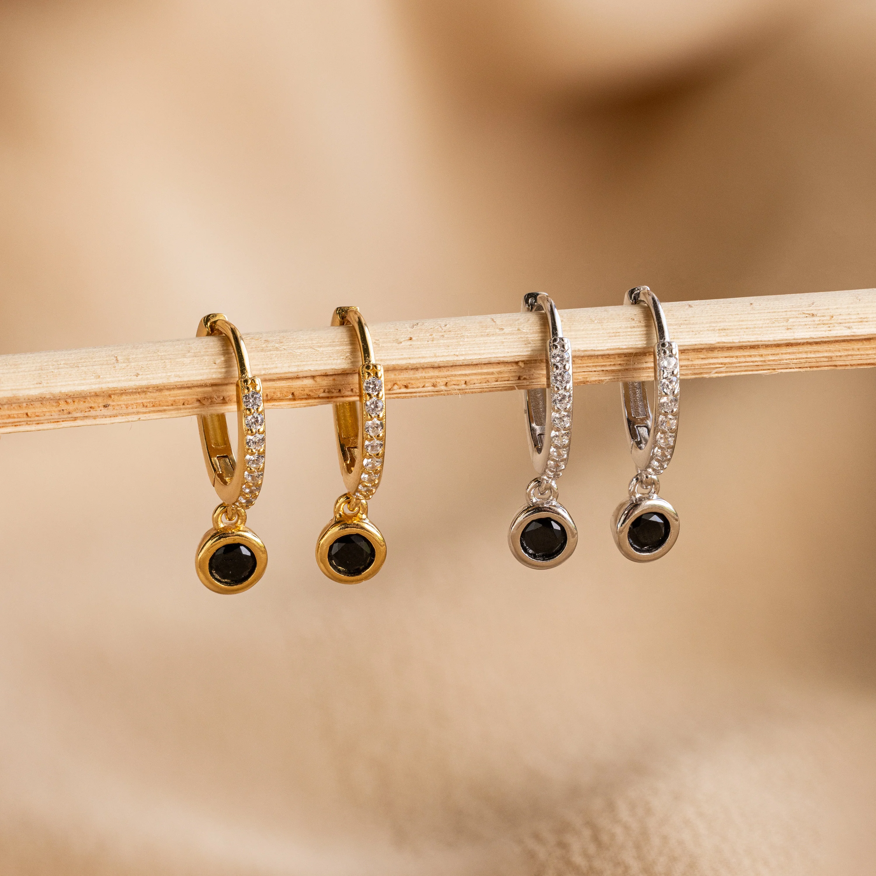 Pave Onyx Drop Huggies - Image 3