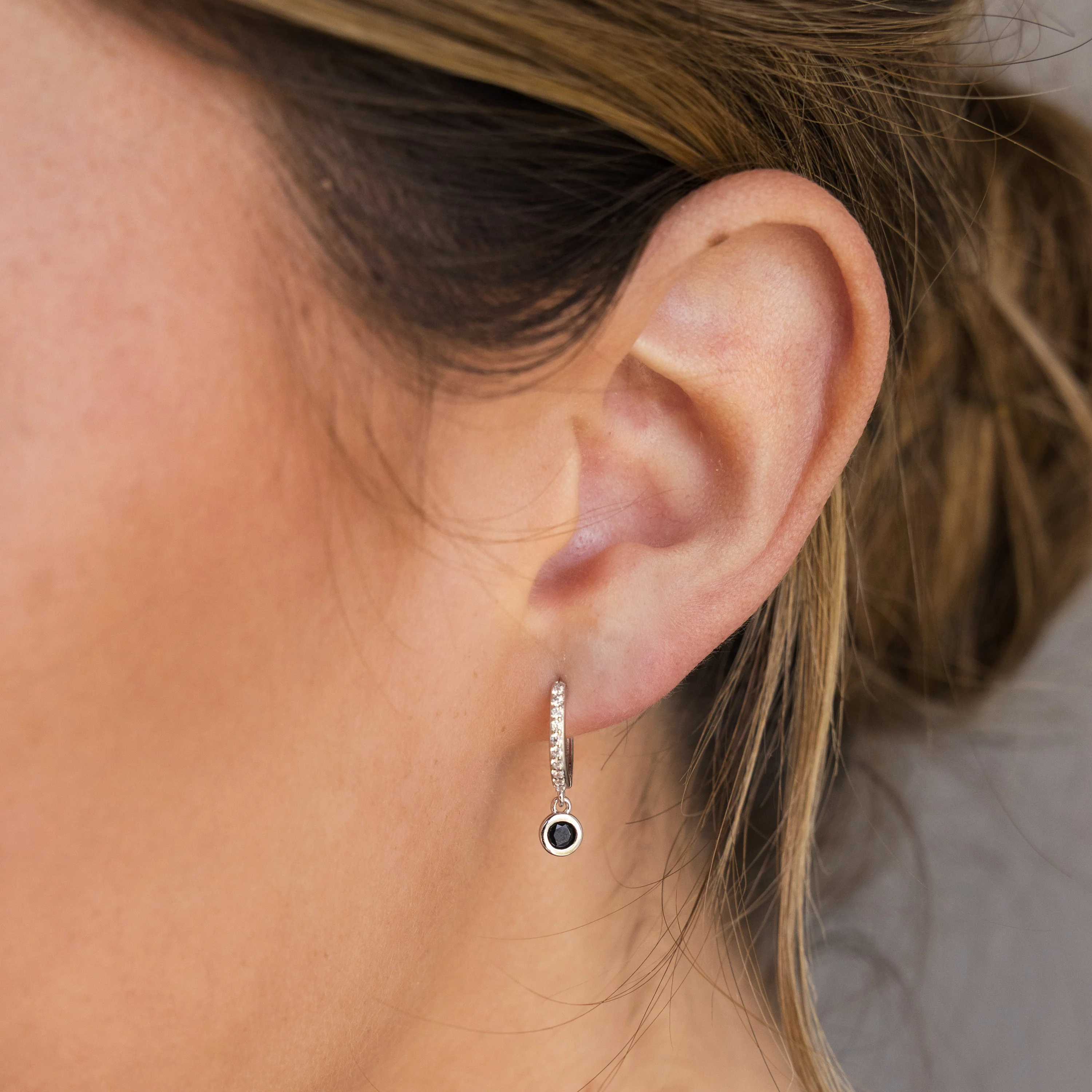 Pave Onyx Drop Huggies - Image 4