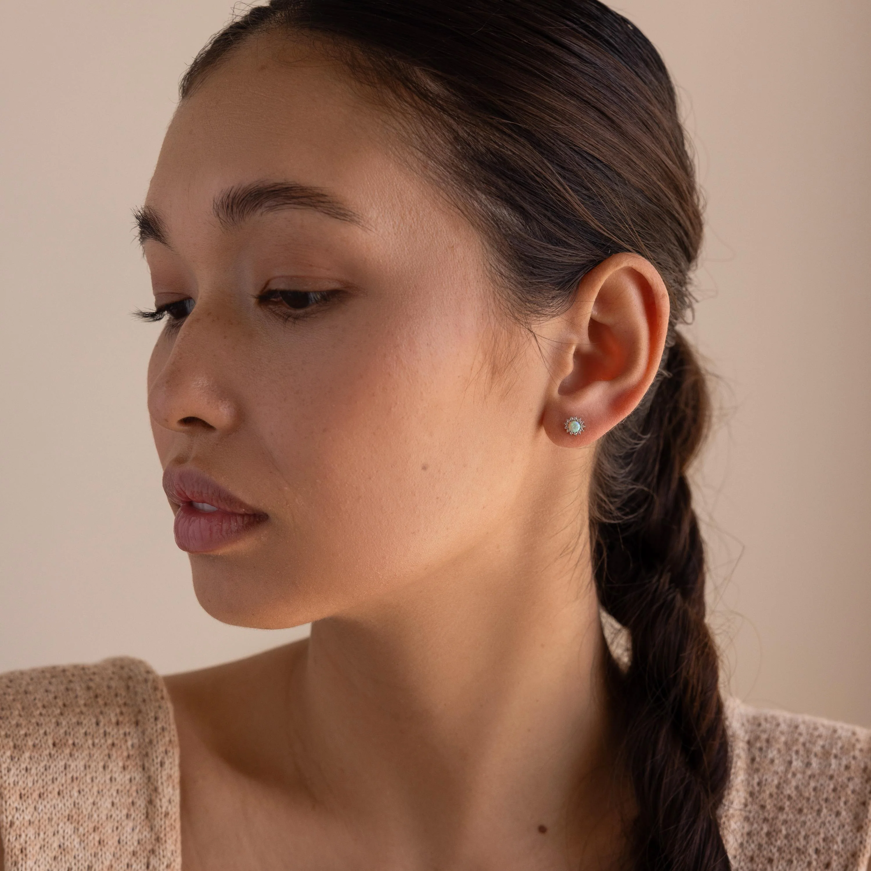 Pave Opal Moon Studs - Image 5