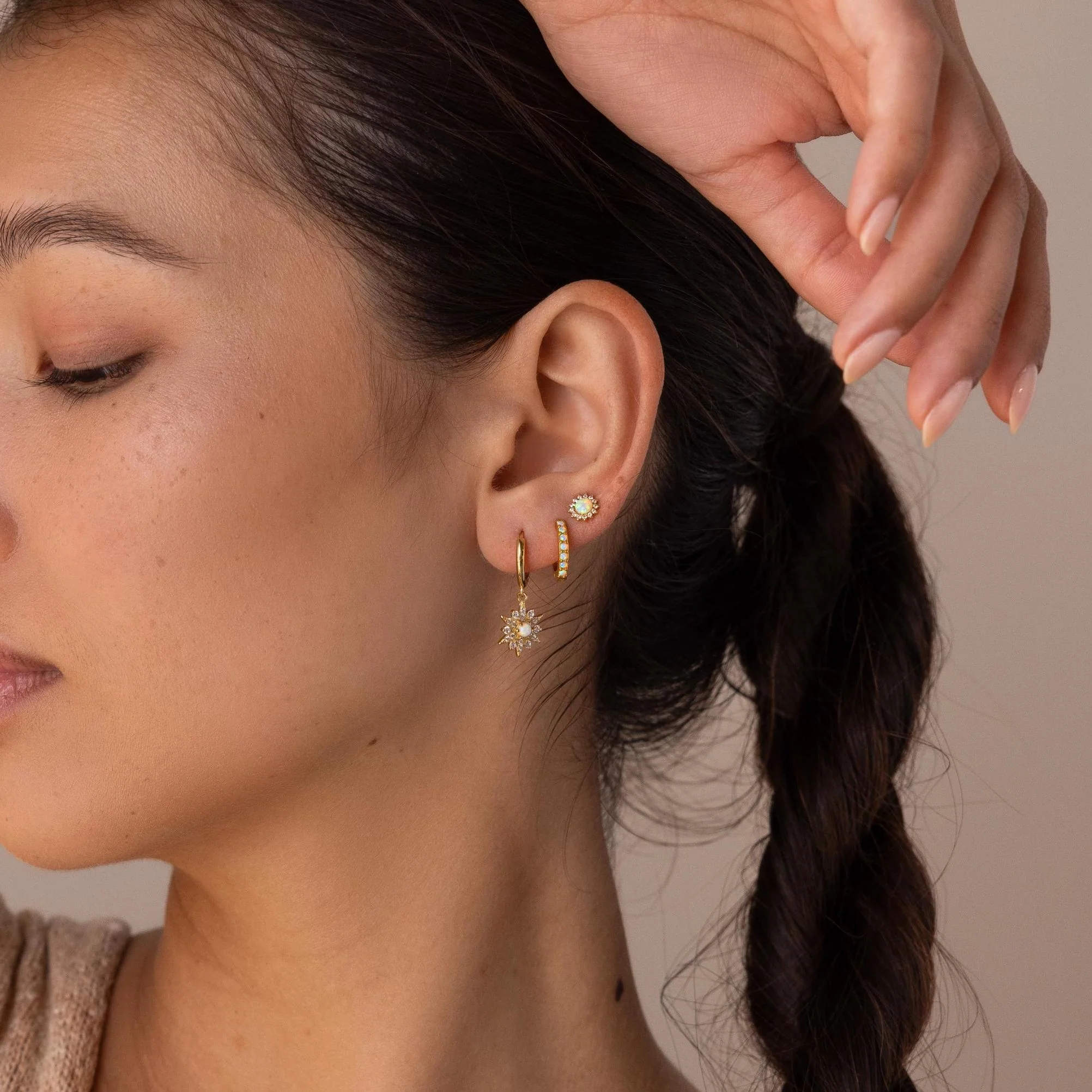 Pave Opal Moon Studs - Image 7