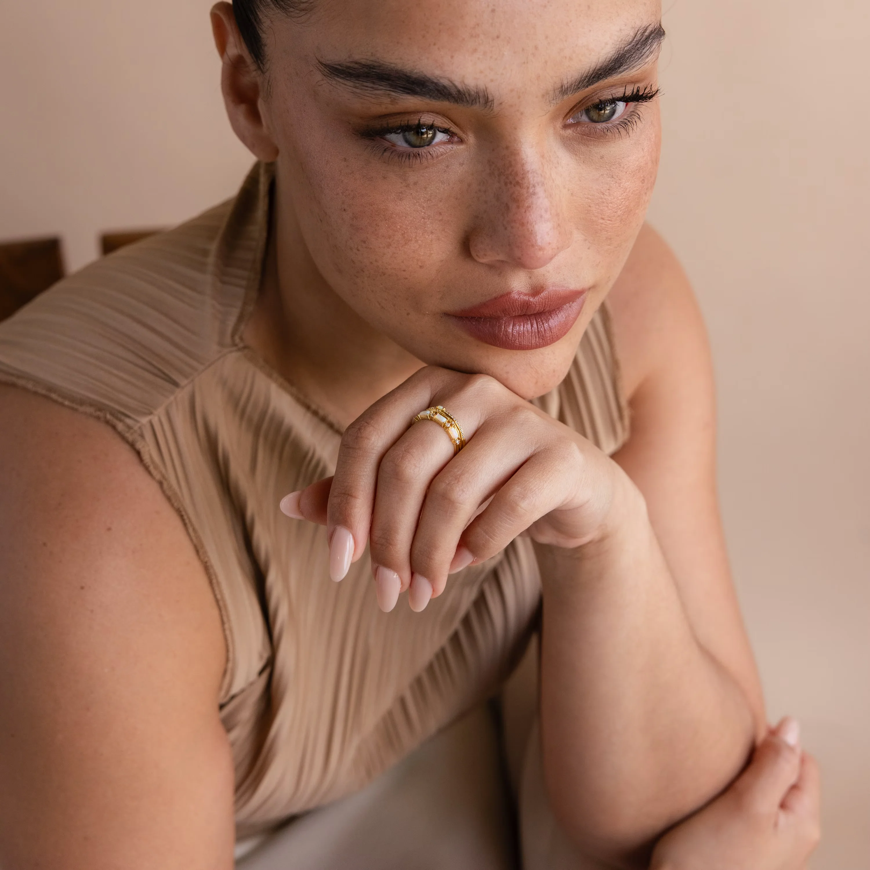 Pave Opal Ring Set in 18K Gold - Image 6