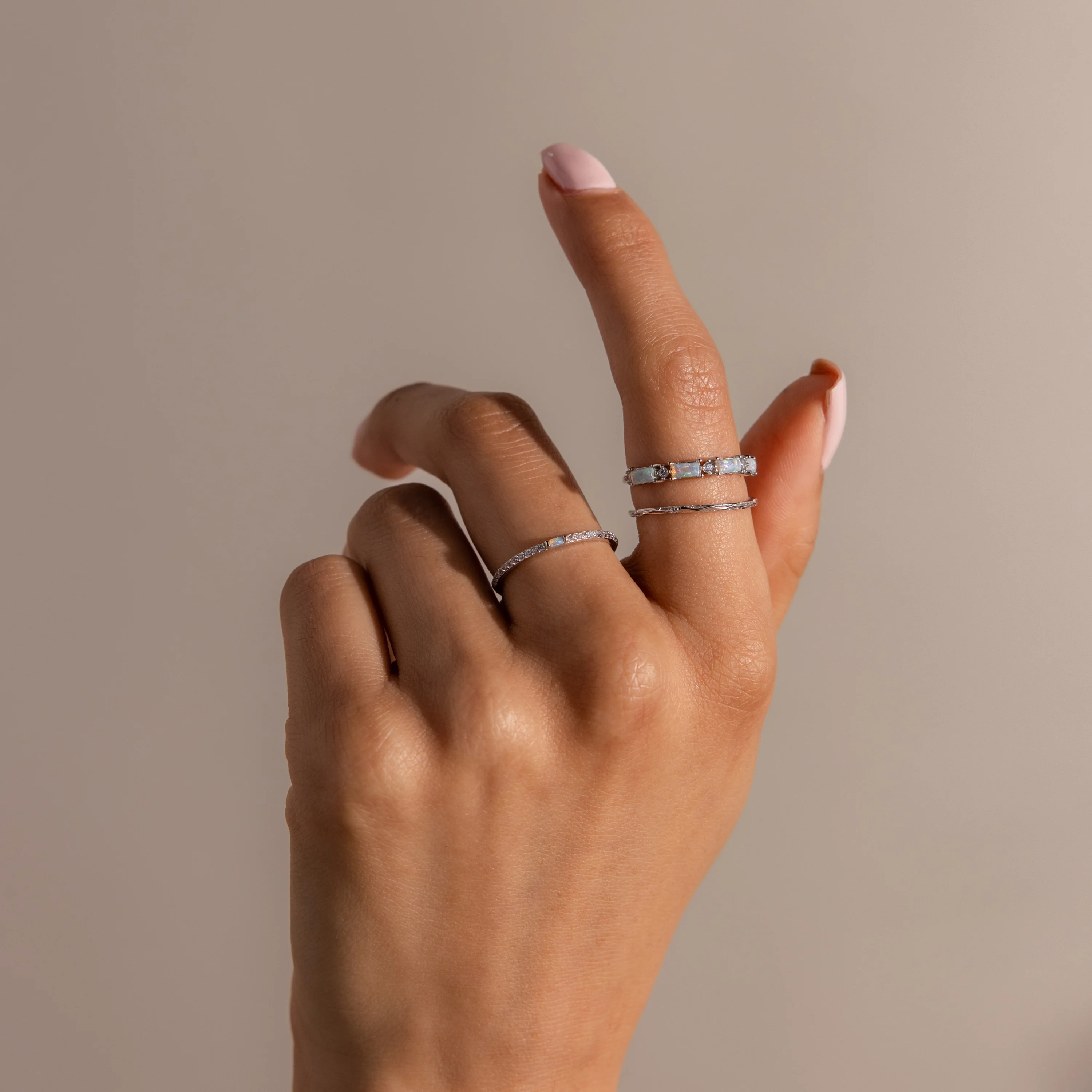 Pave Opal Ring Set in Silver - Image 5