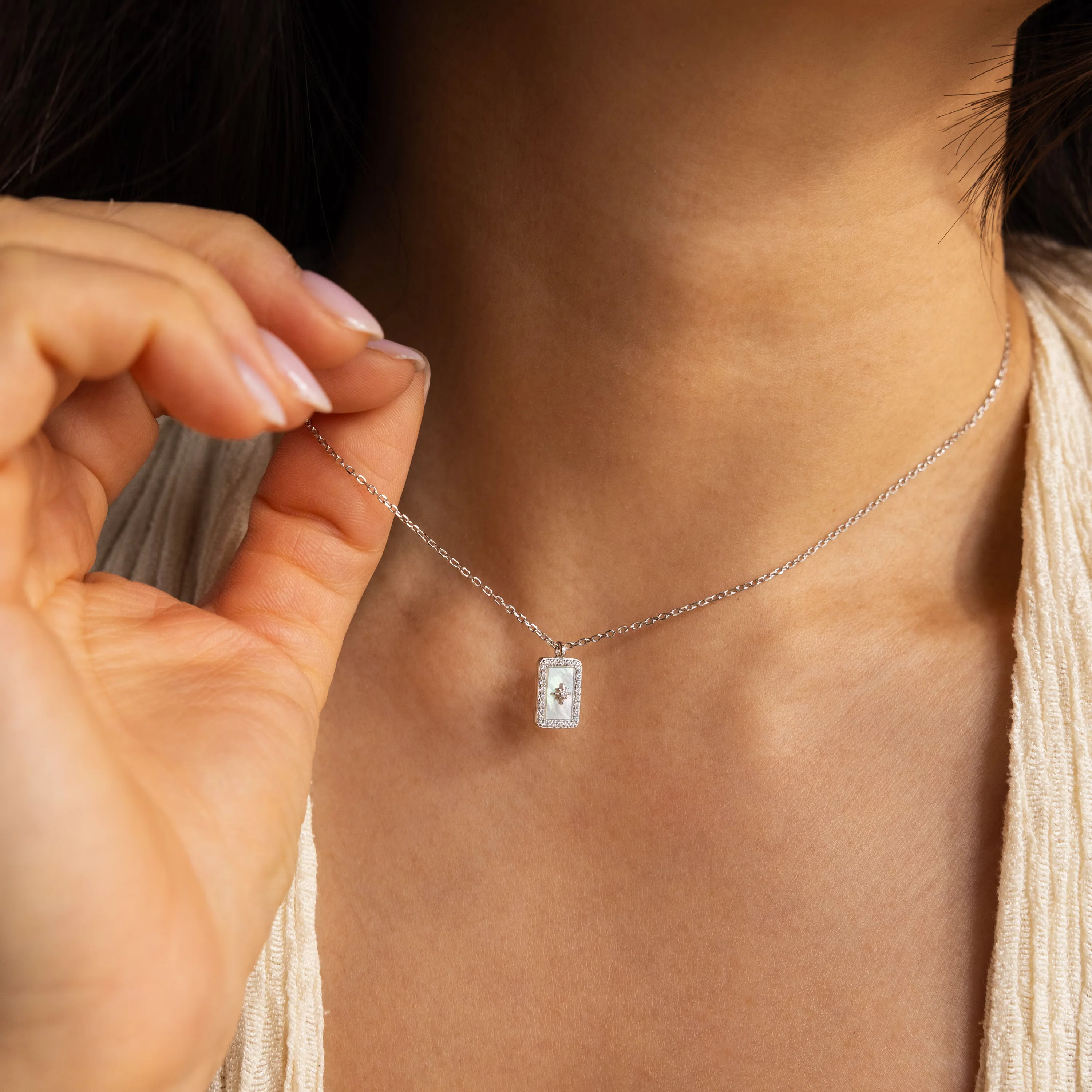 Pave Pearl North Star Necklace - Image 4