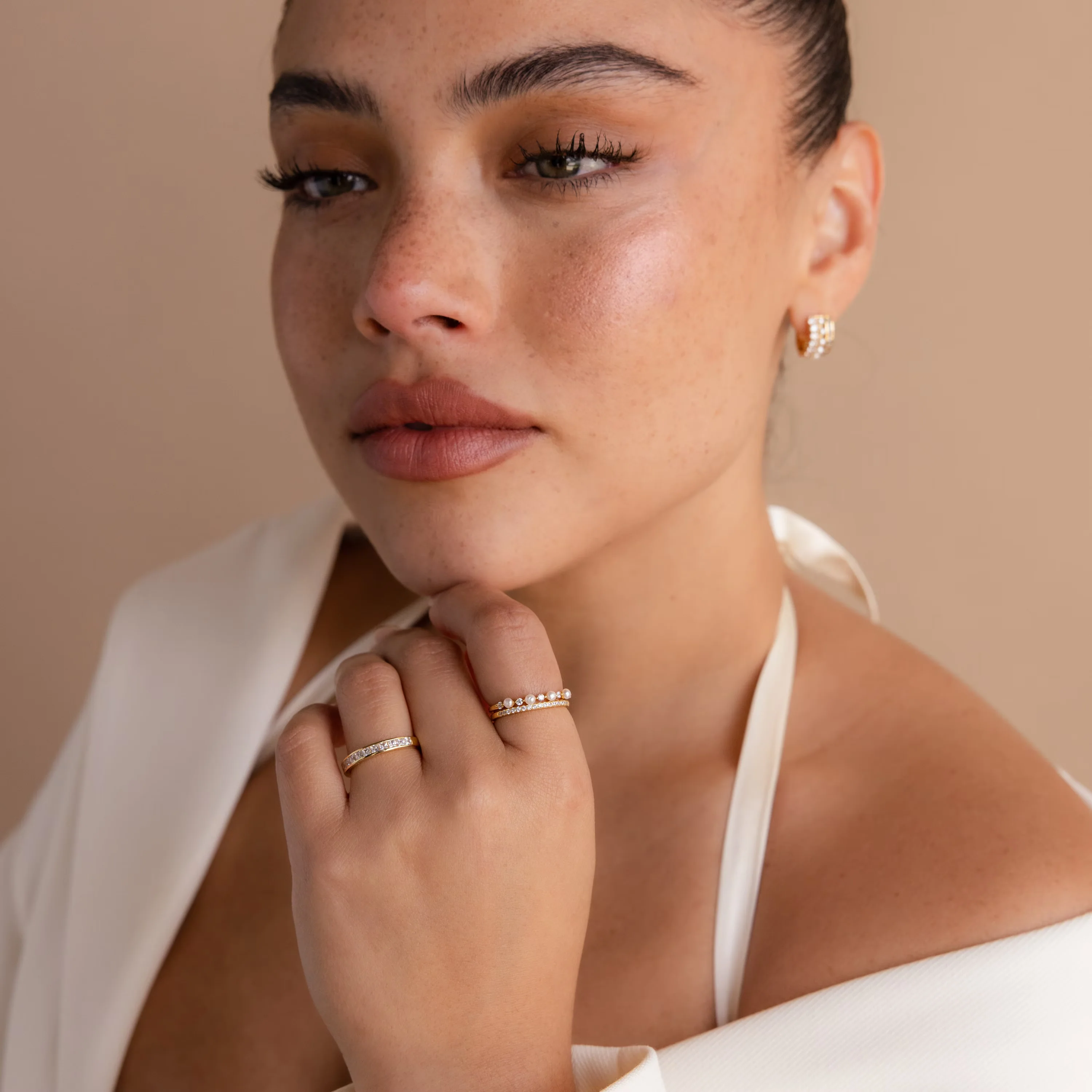 Pave Pearl Stacking Ring Set - Image 6