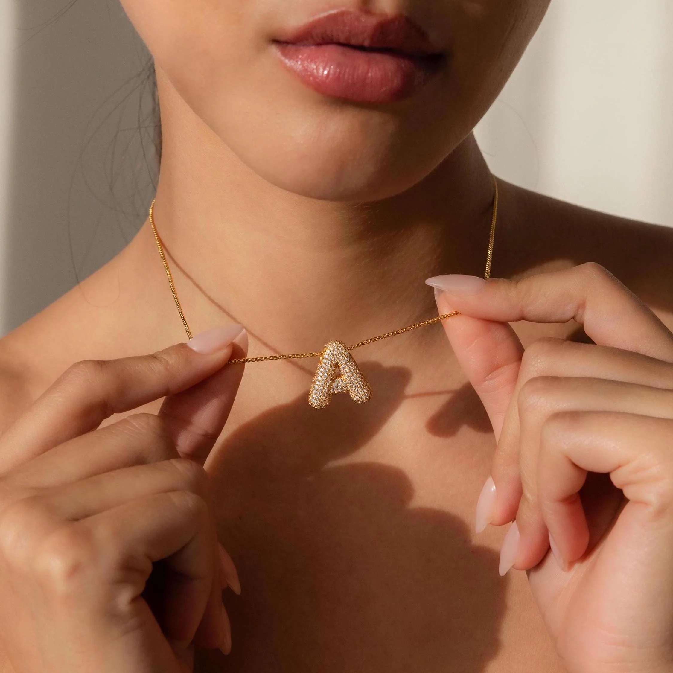 Pave Puff Letter Necklace - Image 5