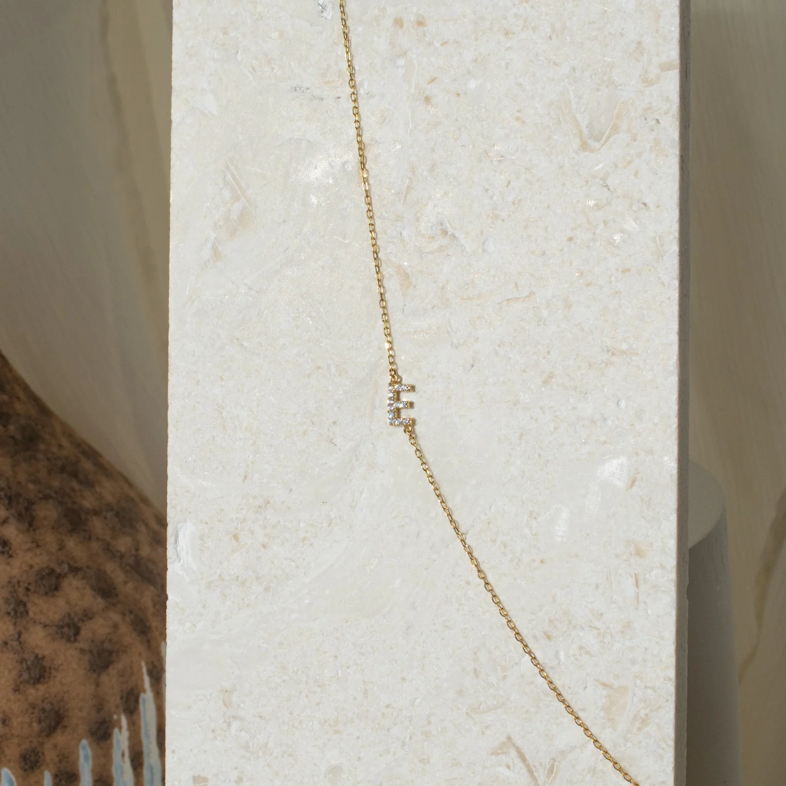 Pave Sideways Initial Necklace - Image 4