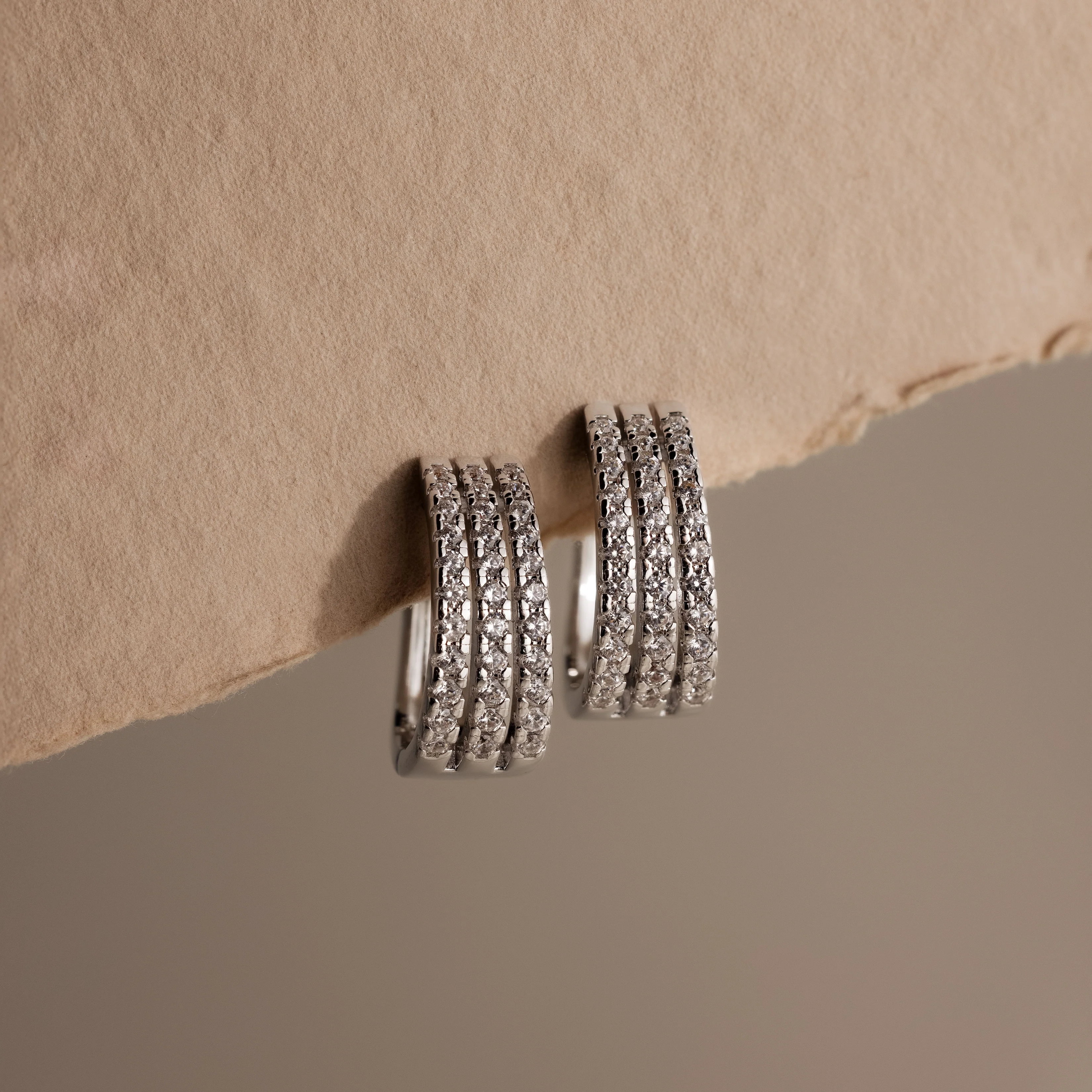 Pave Trio Hoops