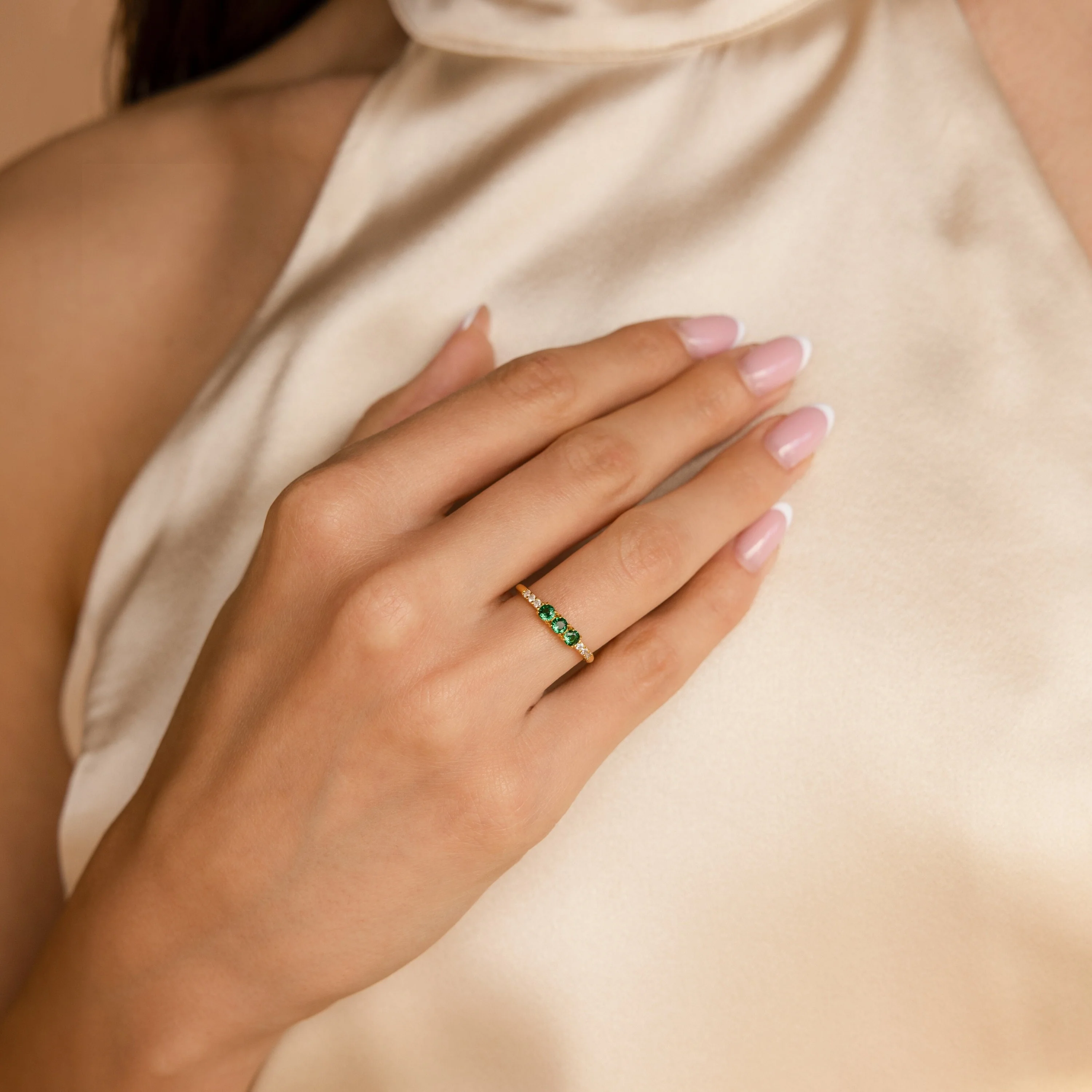 Pave Triple Birthstone Ring - Image 6