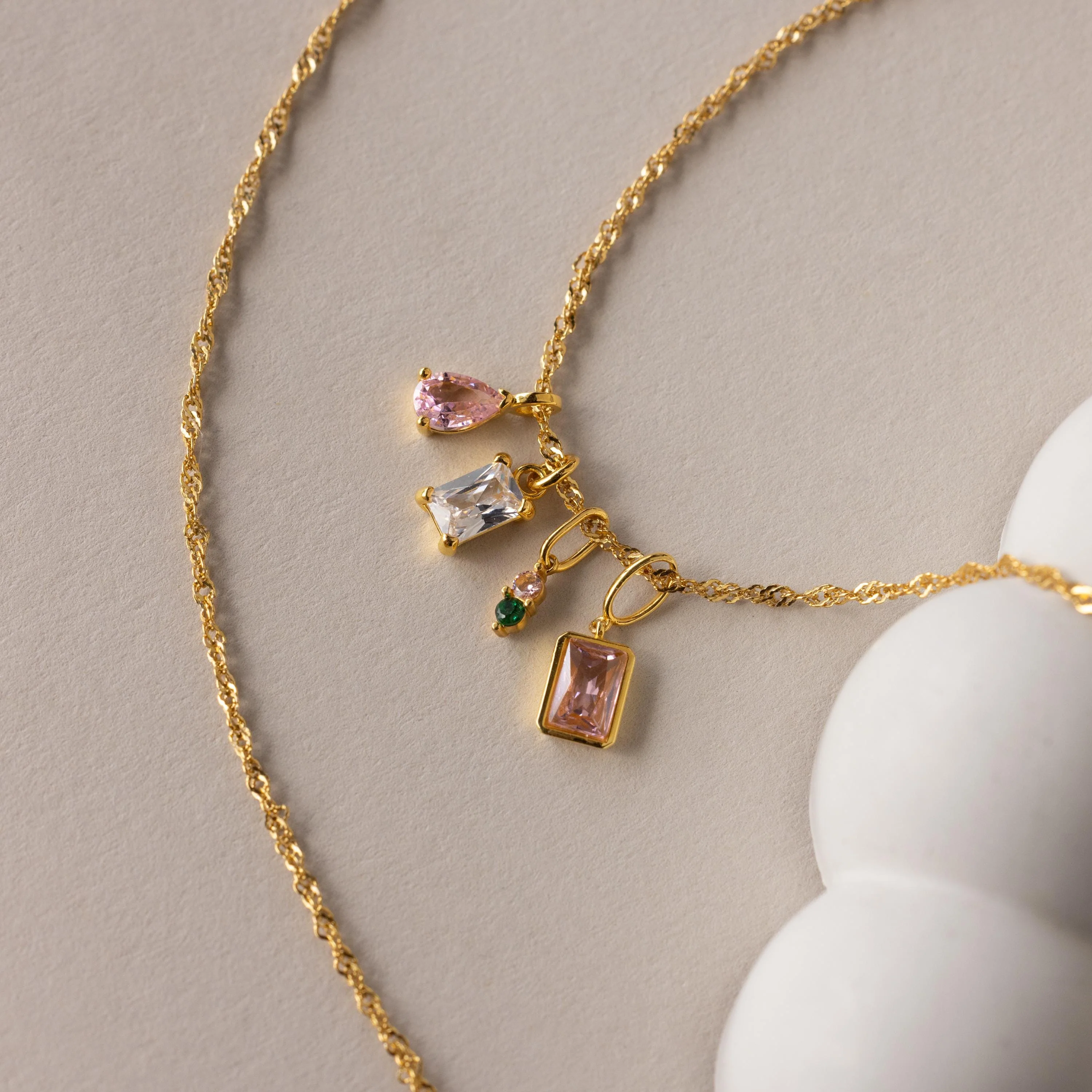 Pear & Baguette Birthstone Charm Set in Silver - Image 5