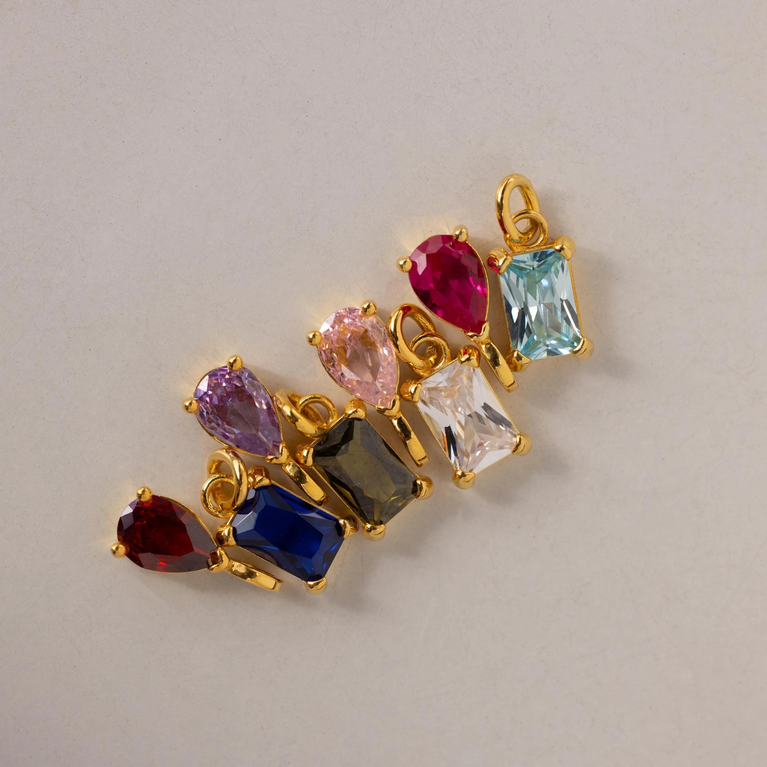 Pear & Baguette Birthstone Charm Set in Silver - Image 7
