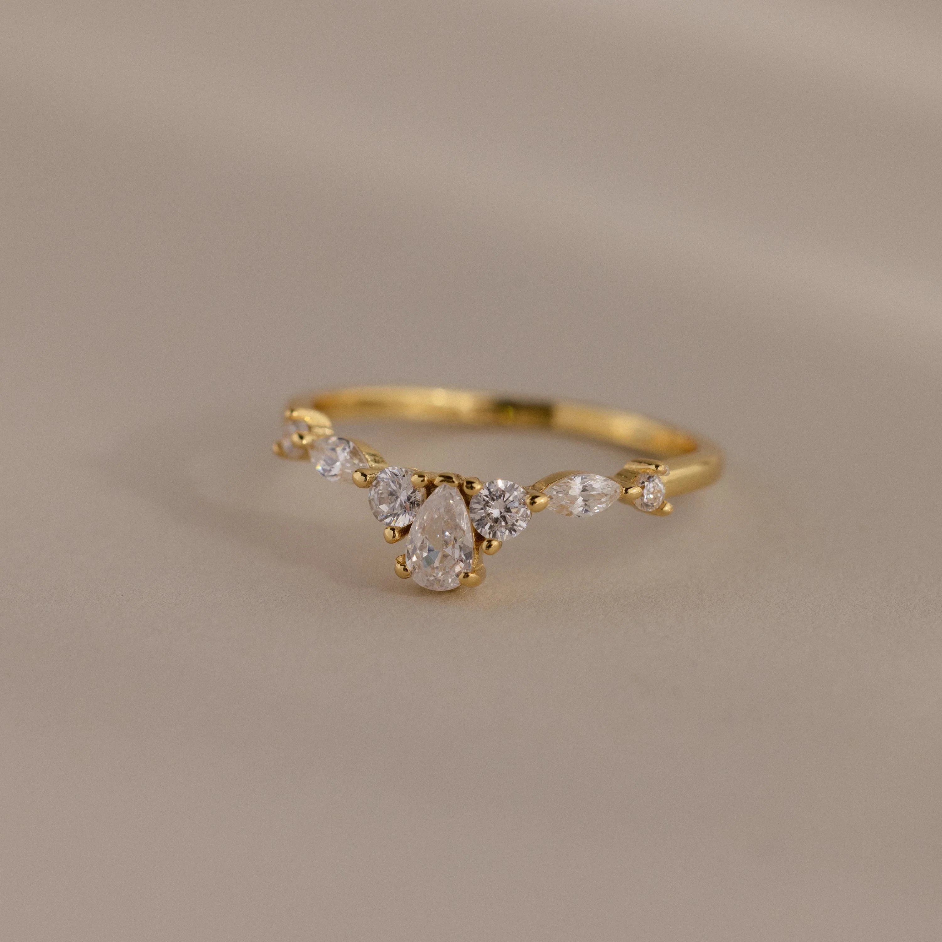Pear Diamond Curve Ring - Image 5