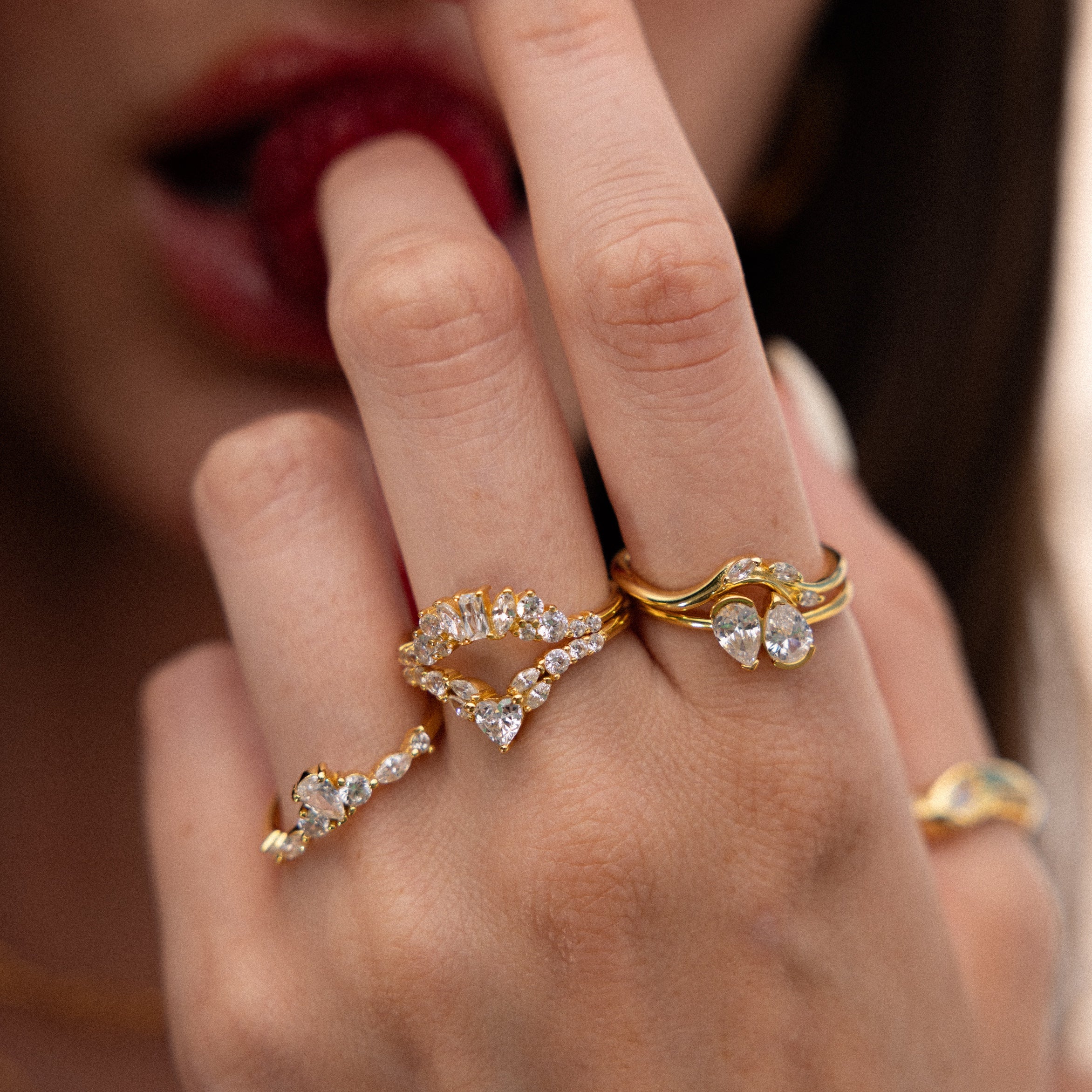 Pear Diamond Curve Ring - Image 6