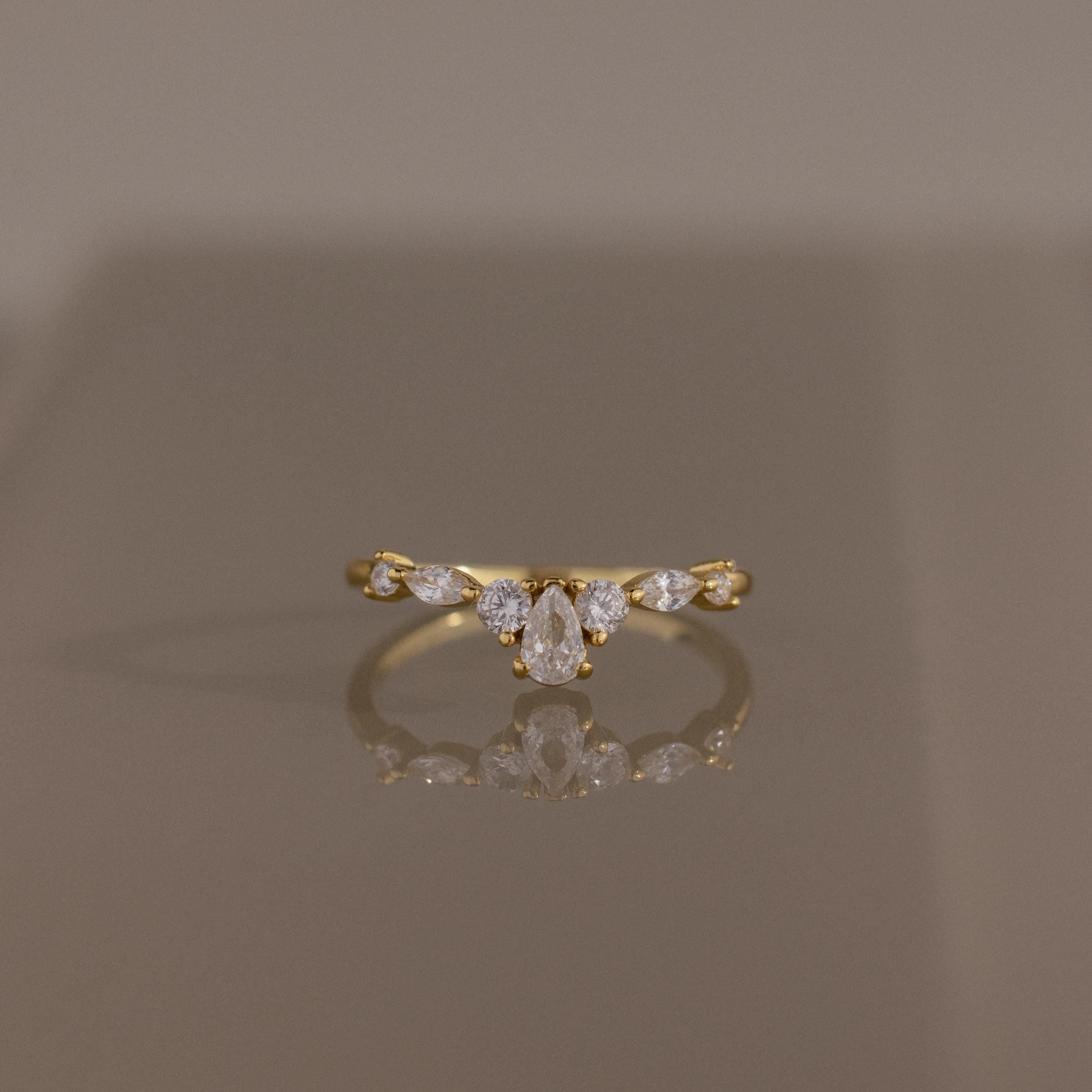 Pear Diamond Curve Ring - Image 7