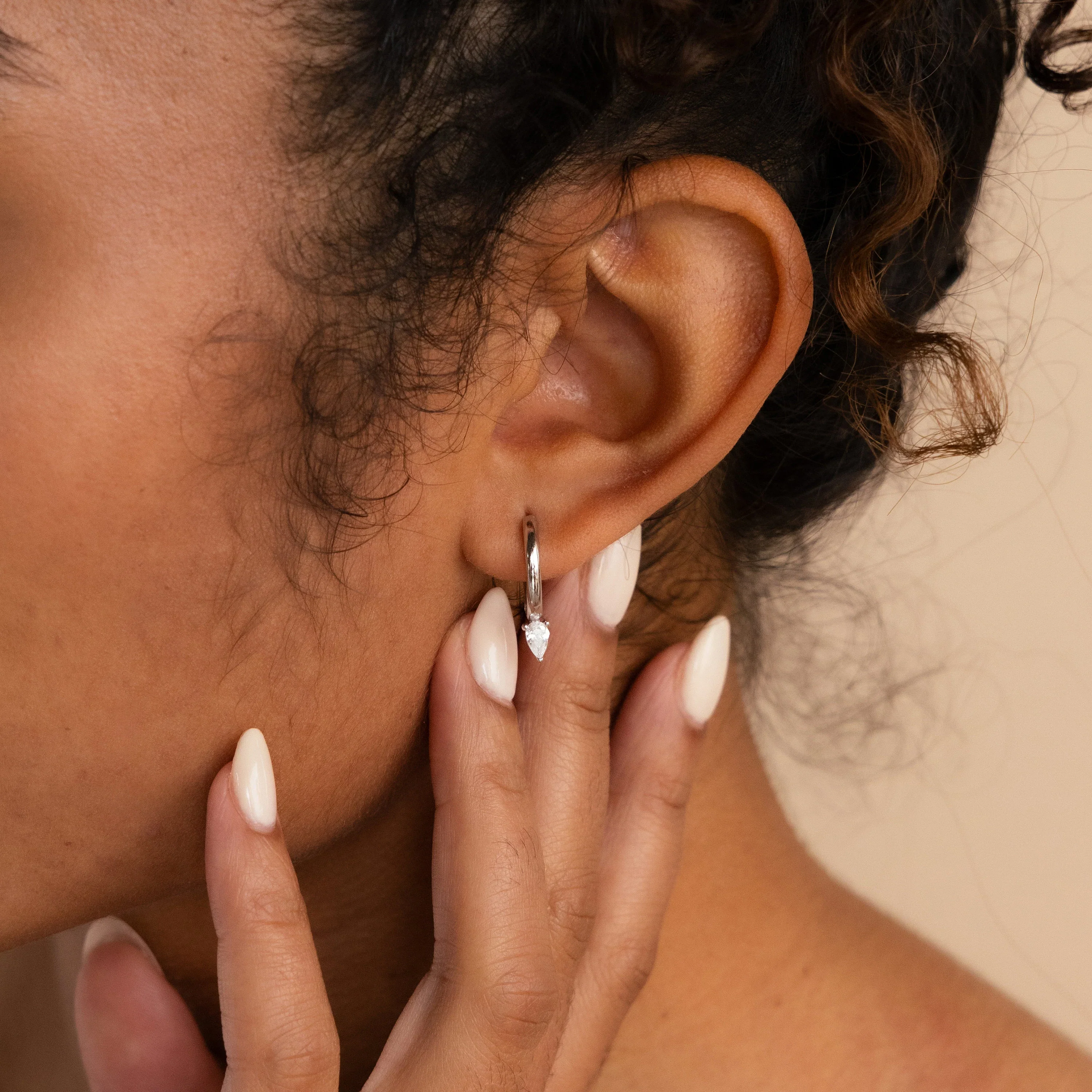 Pear Diamond Drop Hoops - Image 4