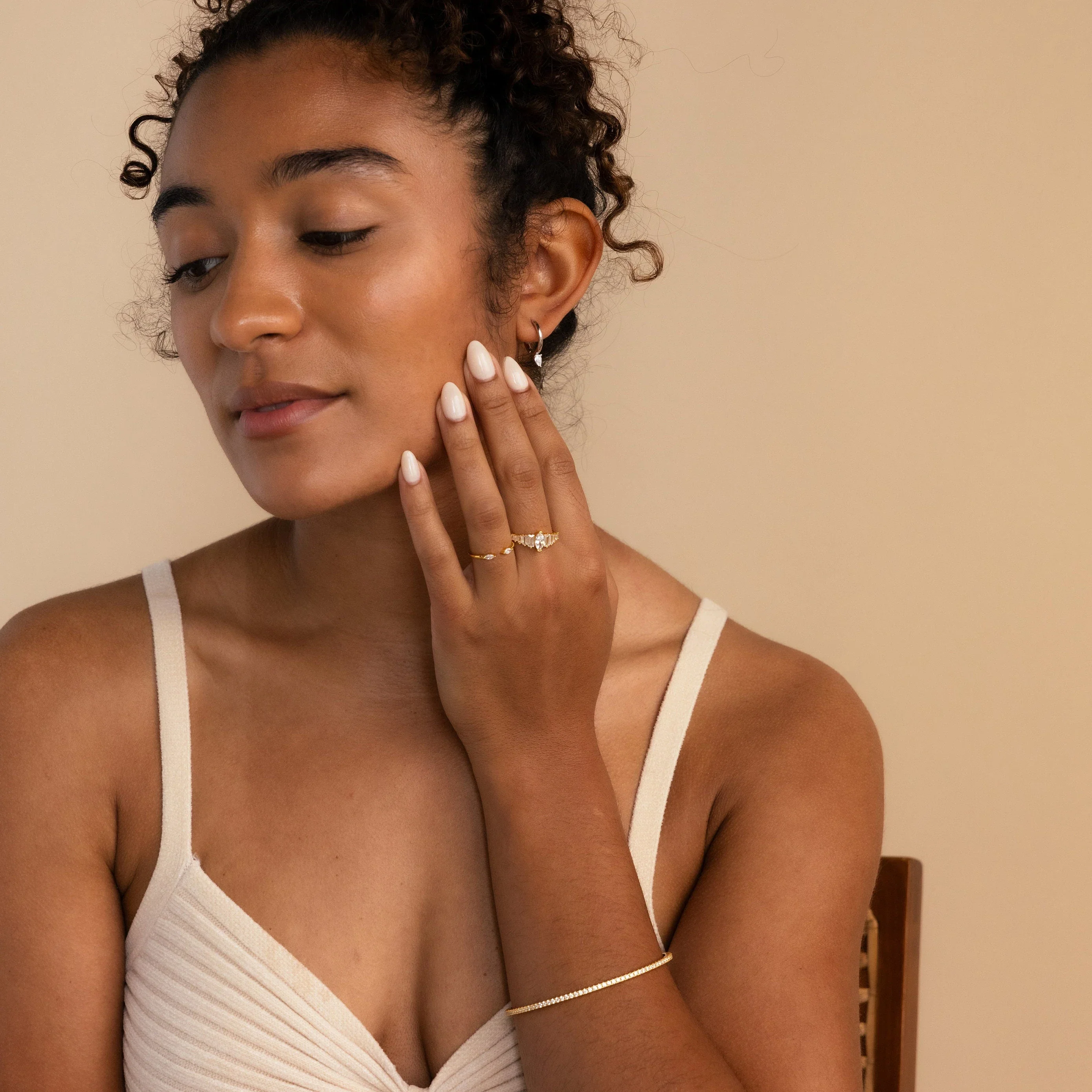 Pear Diamond Drop Hoops - Image 6