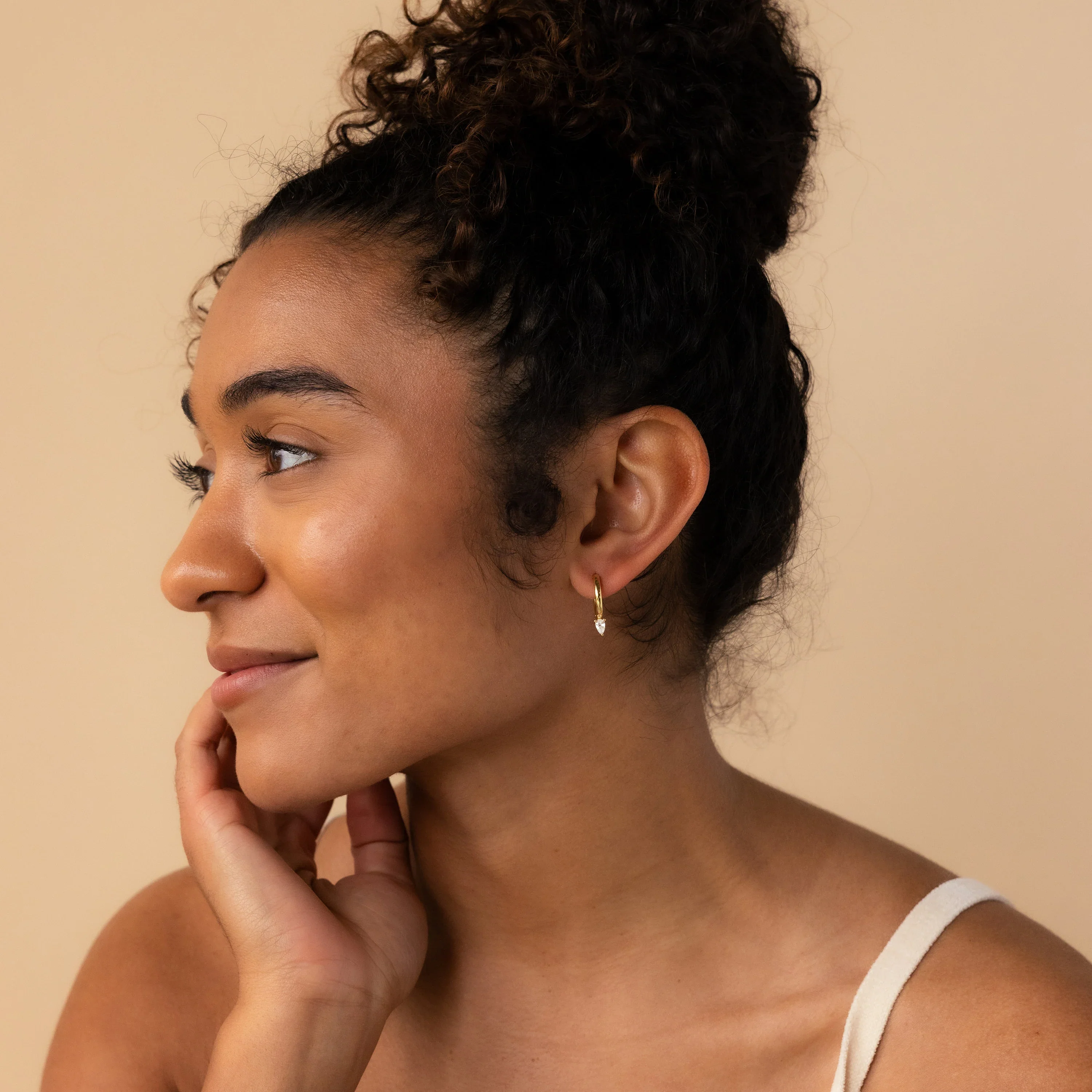 Pear Diamond Drop Hoops - Image 8