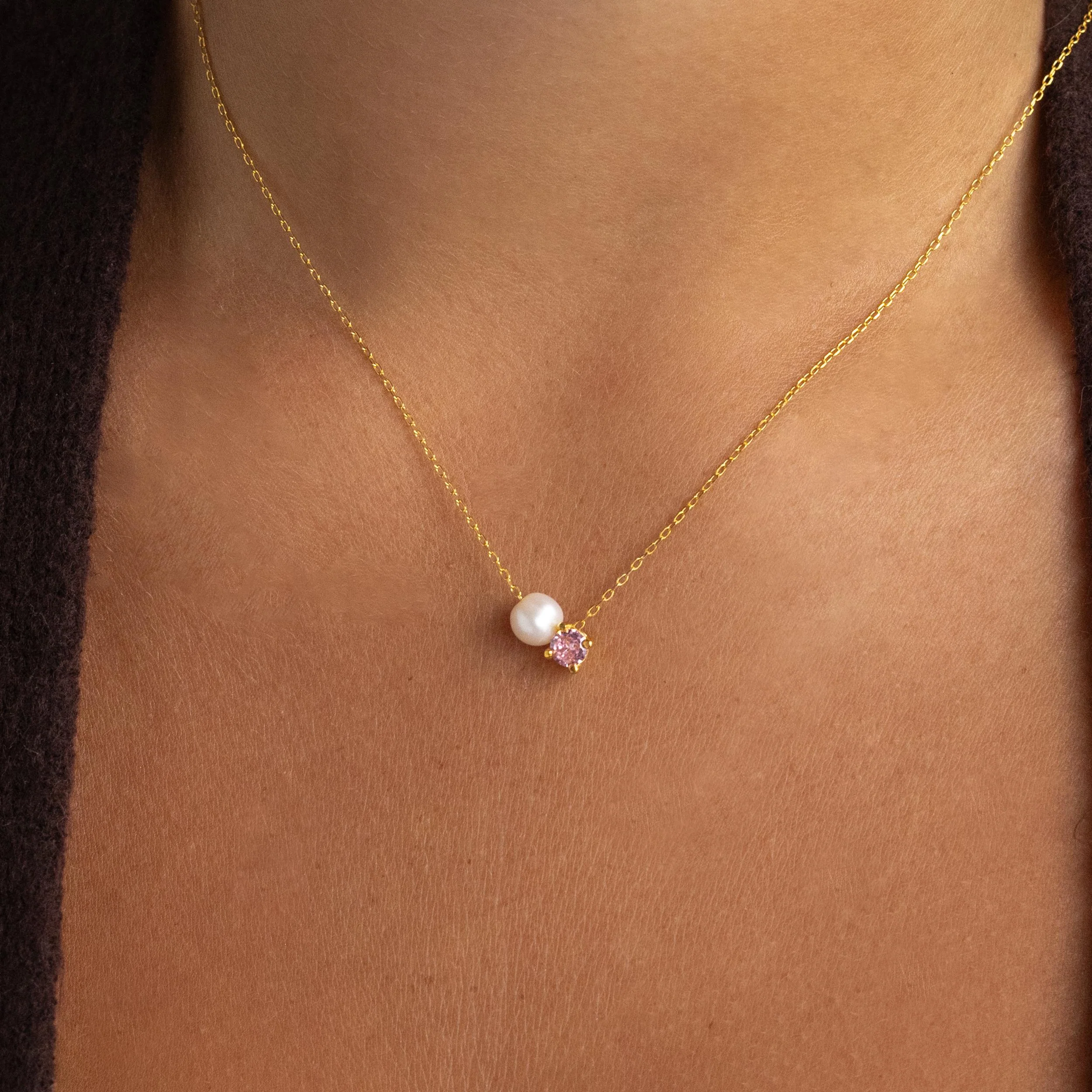 Pearl & Birthstone Necklace - Image 3