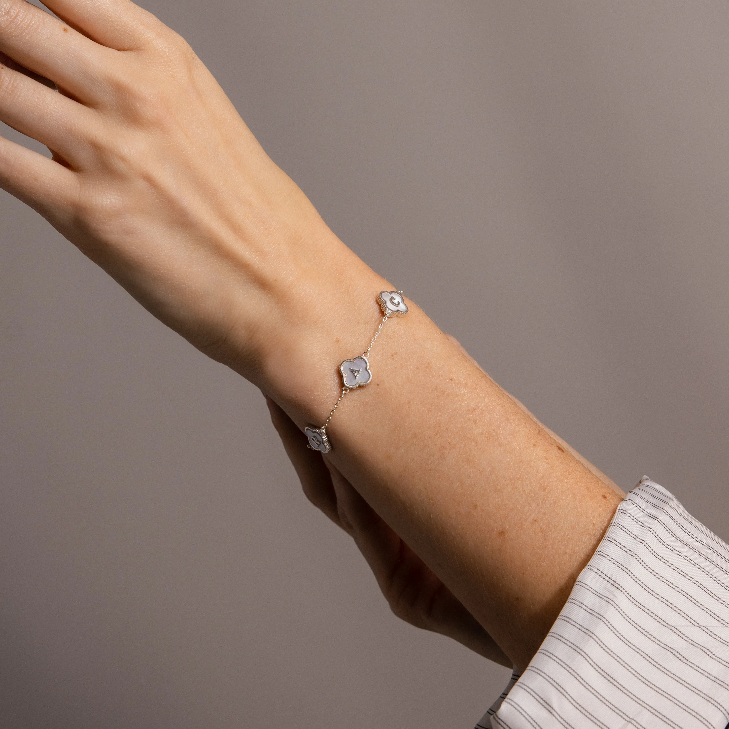 Pearl Clover Letter Bracelet - Image 4