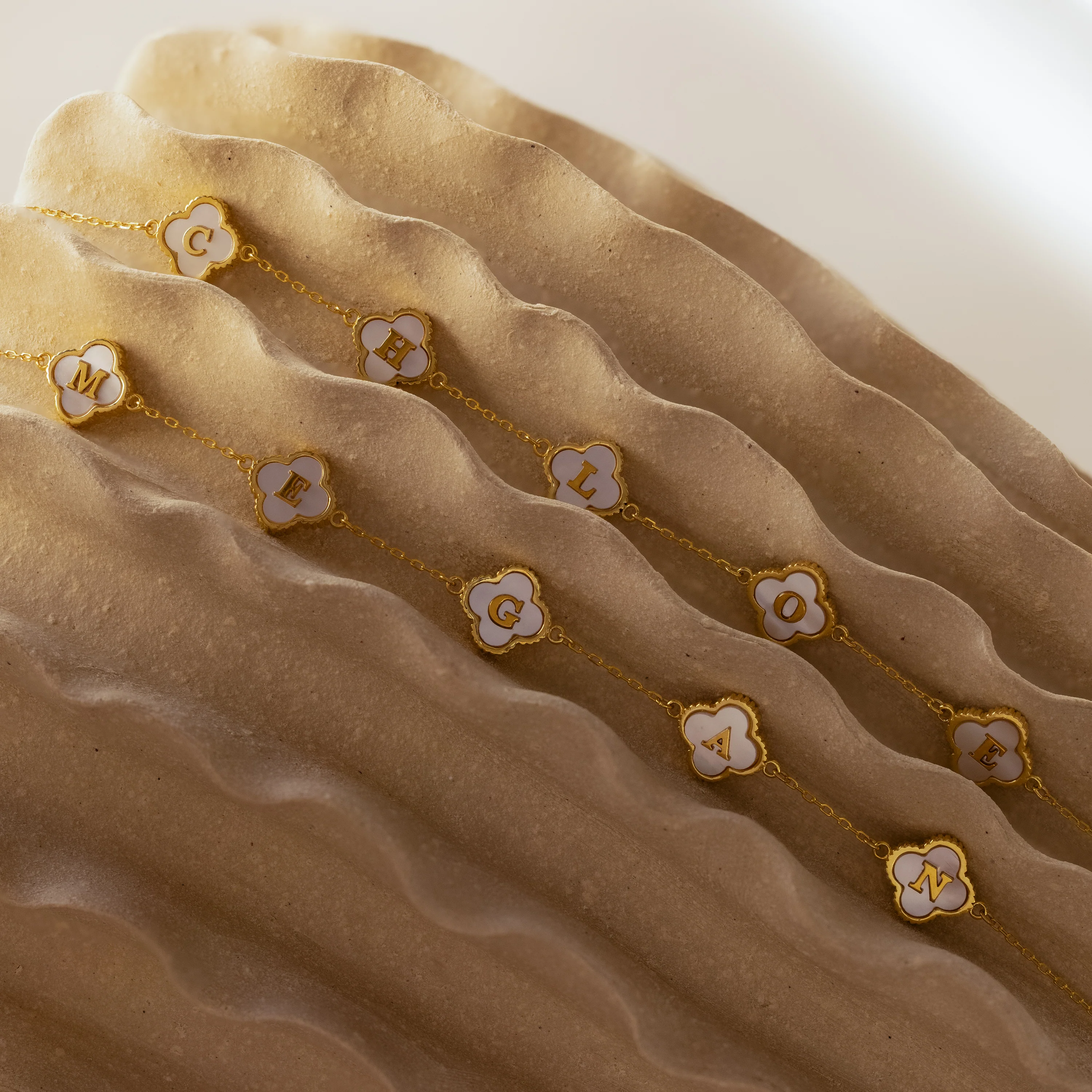 Pearl Clover Letter Bracelet - Image 8