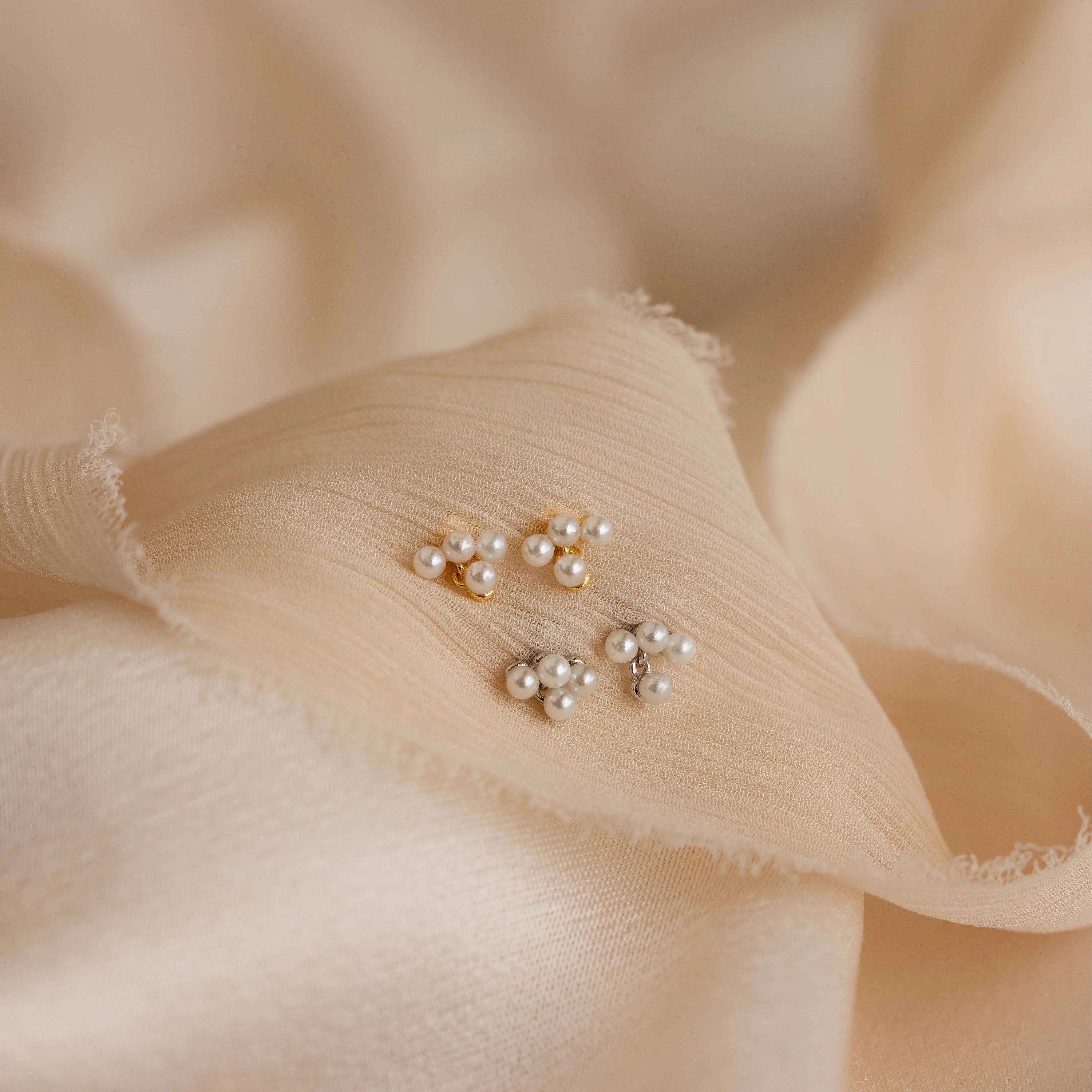 Pearl Cluster Drop Studs - Image 7