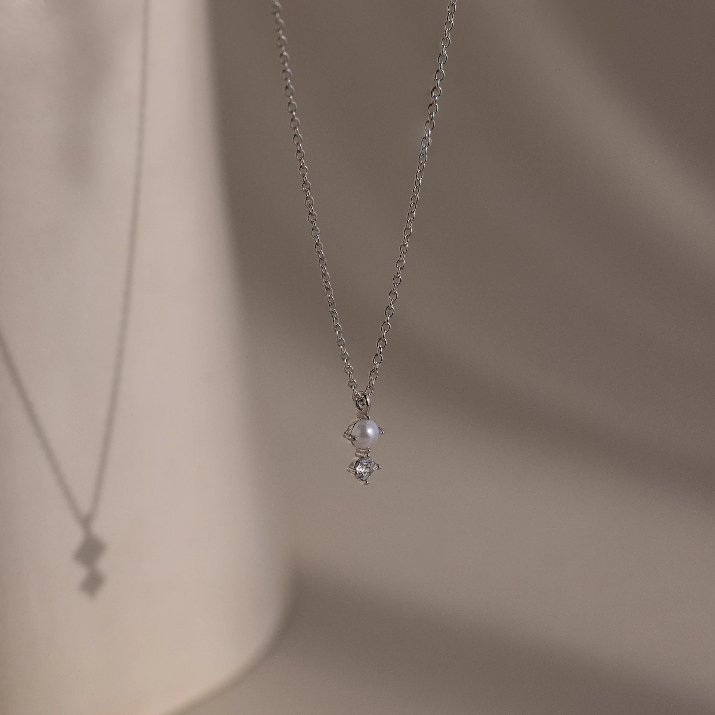 Pearl Diamond Drop Necklace - Image 3