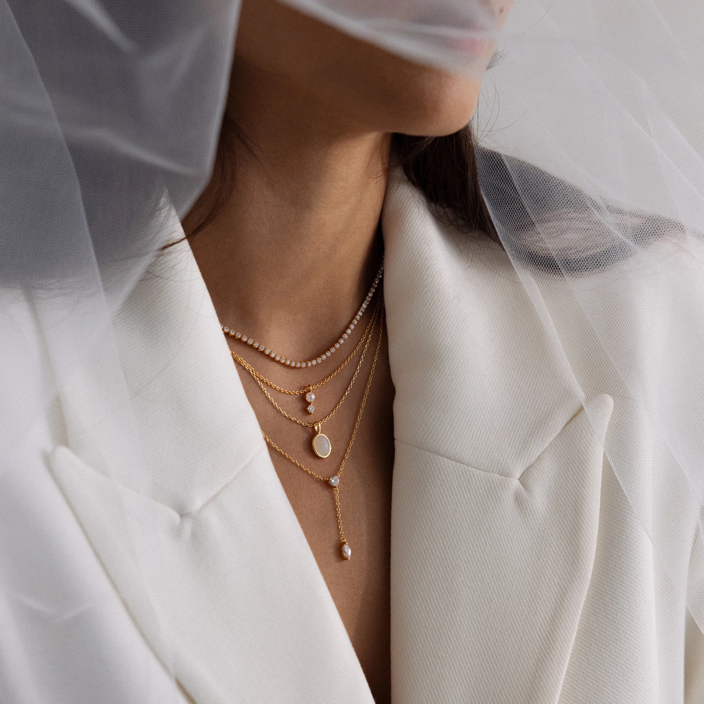 Pearl Diamond Drop Necklace - Image 8