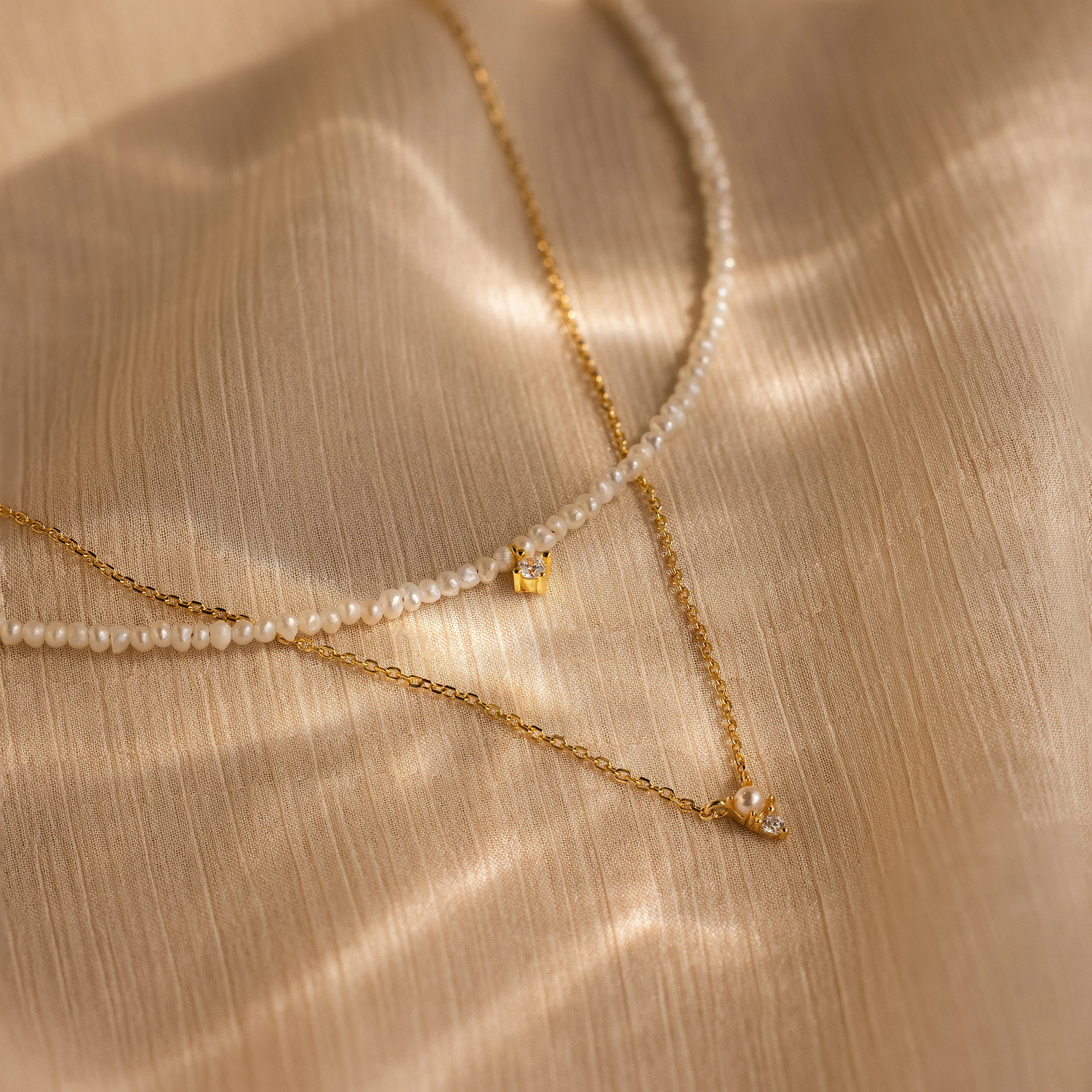 Pearl & Diamond Duo Necklace - Image 2
