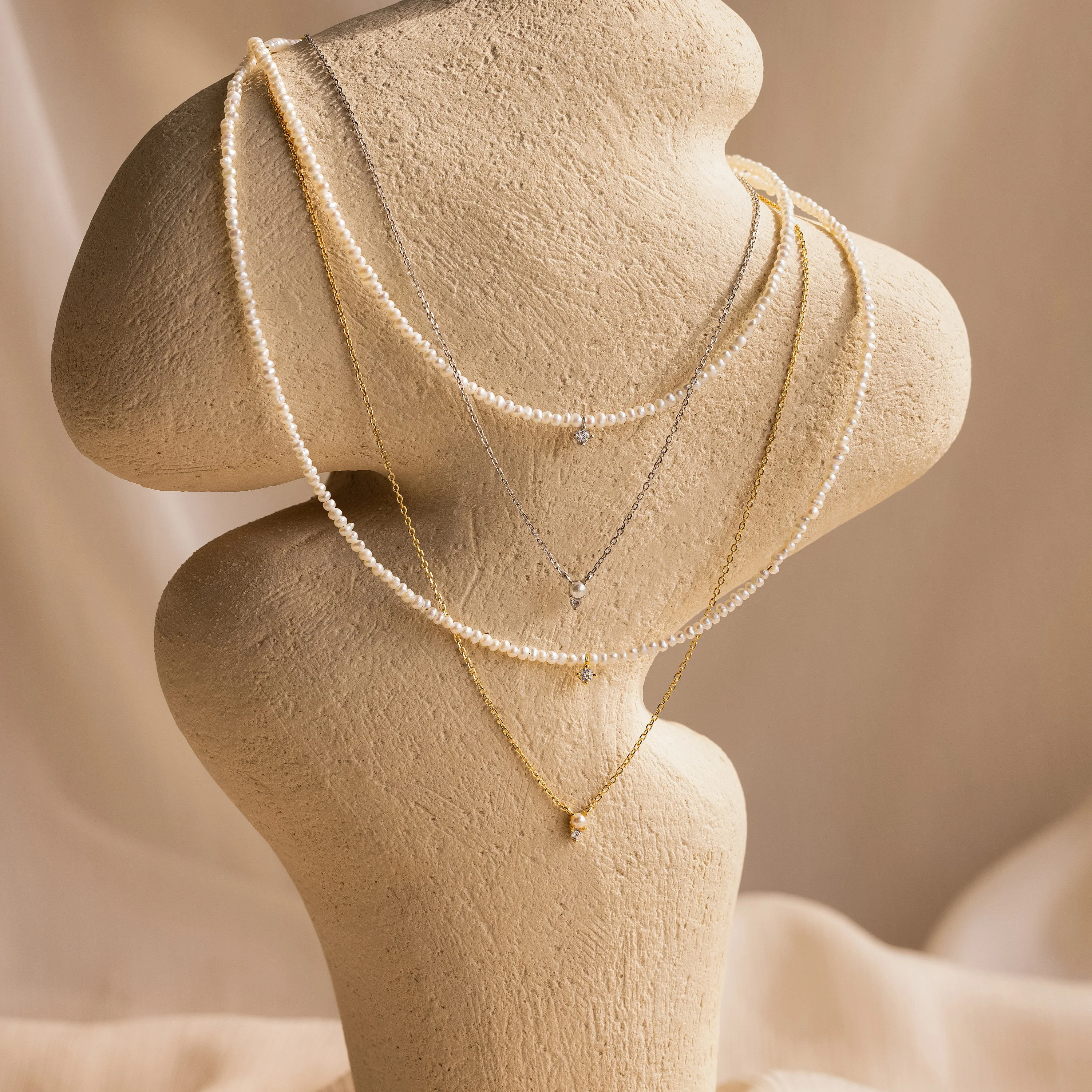 Pearl & Diamond Duo Necklace - Image 3