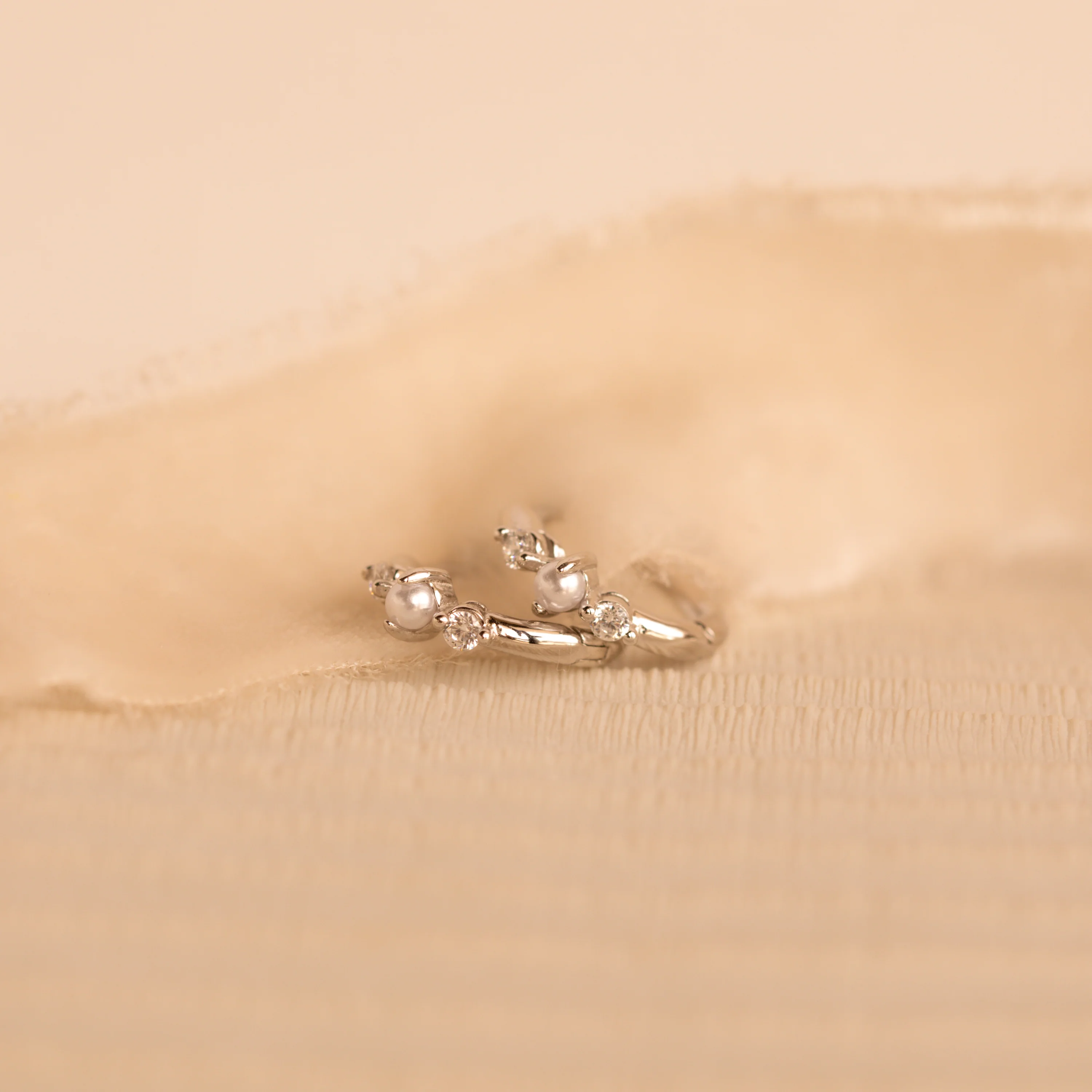 Pearl Diamond Huggies - Image 9
