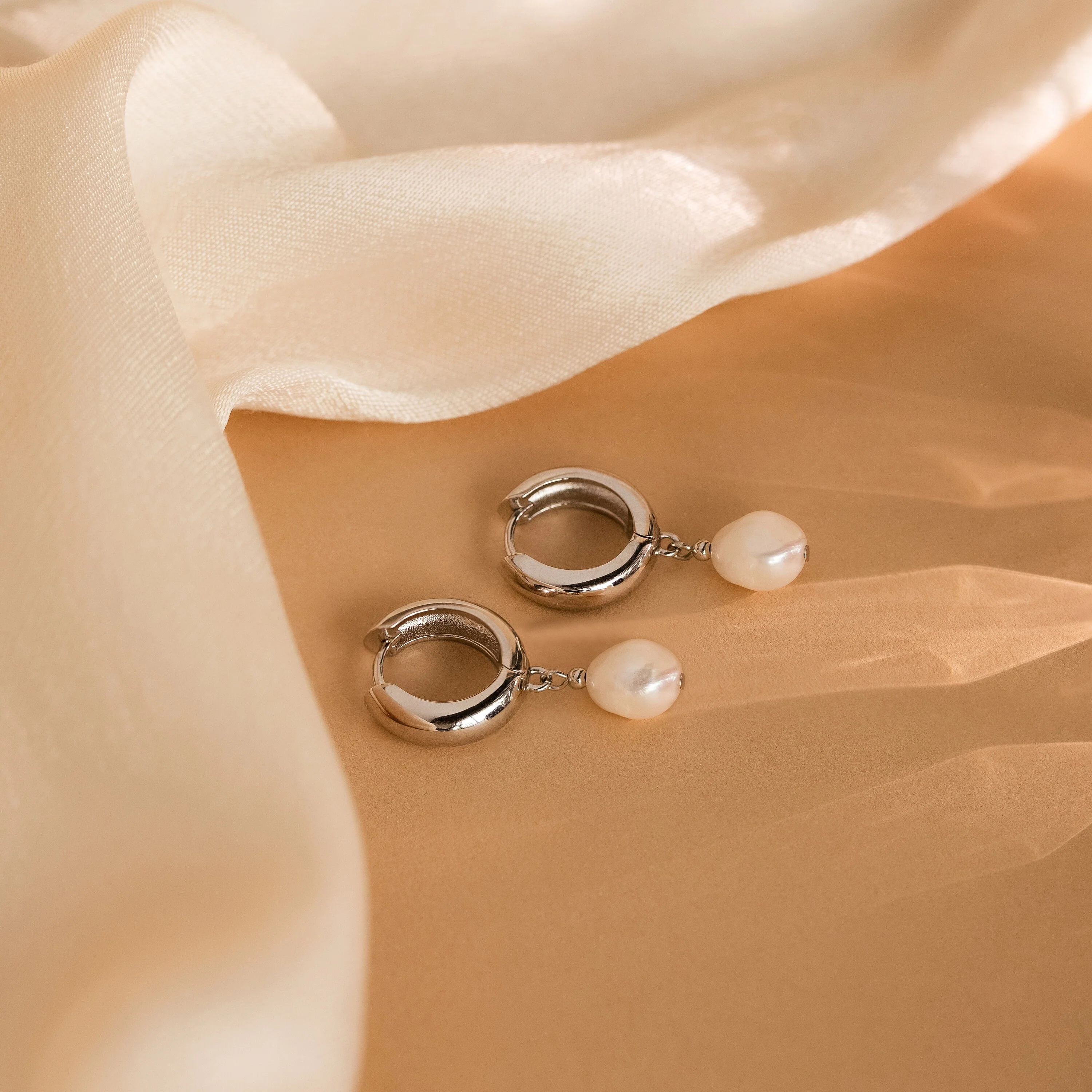 Pearl Drop Hoops - Image 5