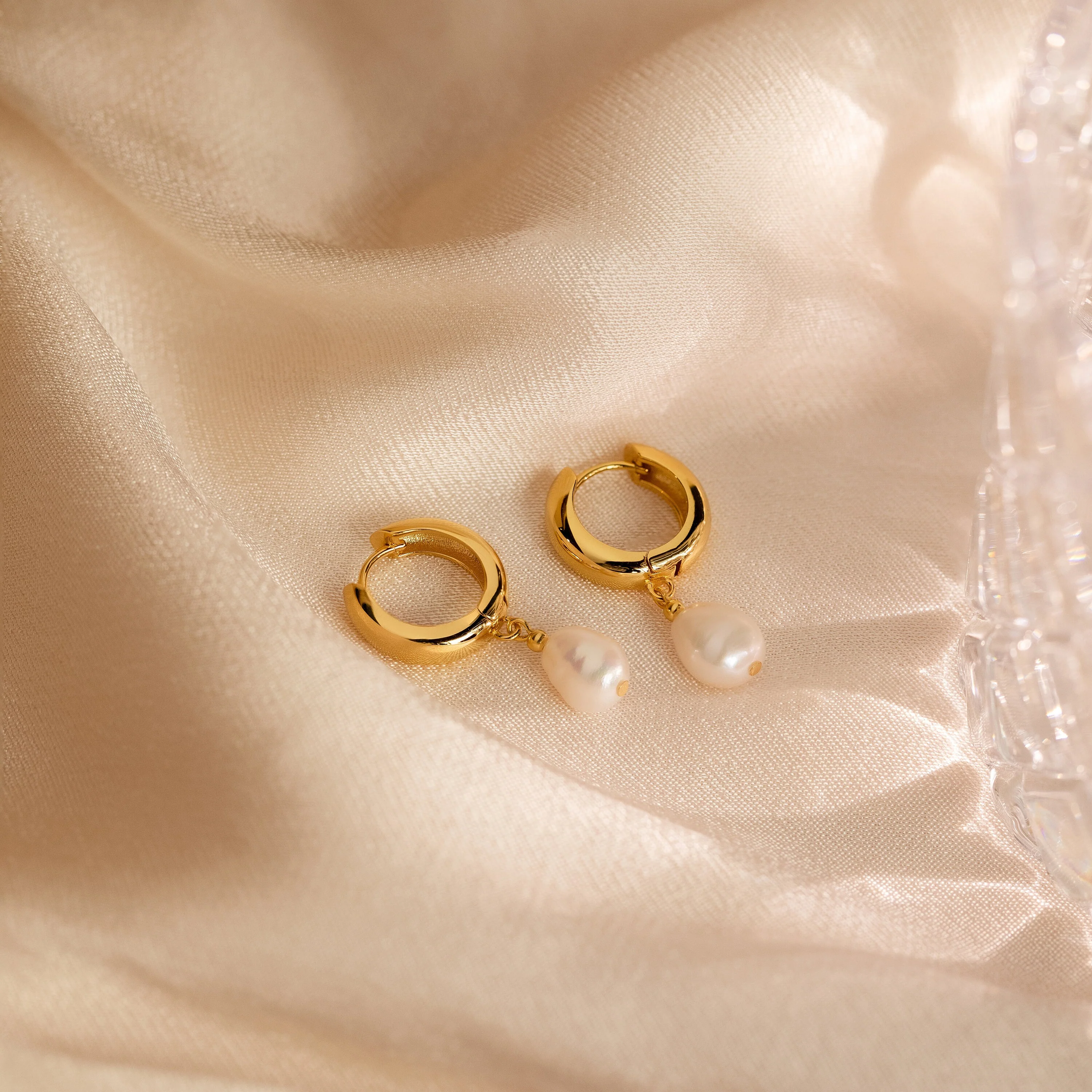 Pearl Drop Hoops - Image 7