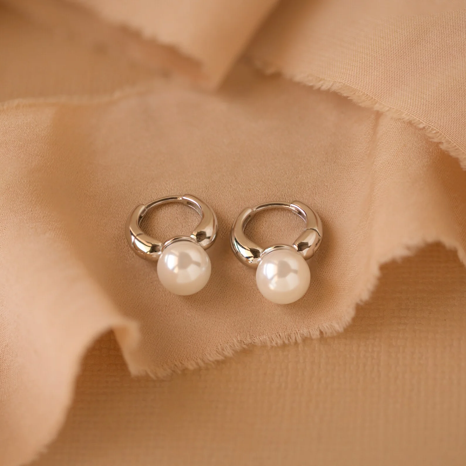 Pearl Drop Huggies - Image 5