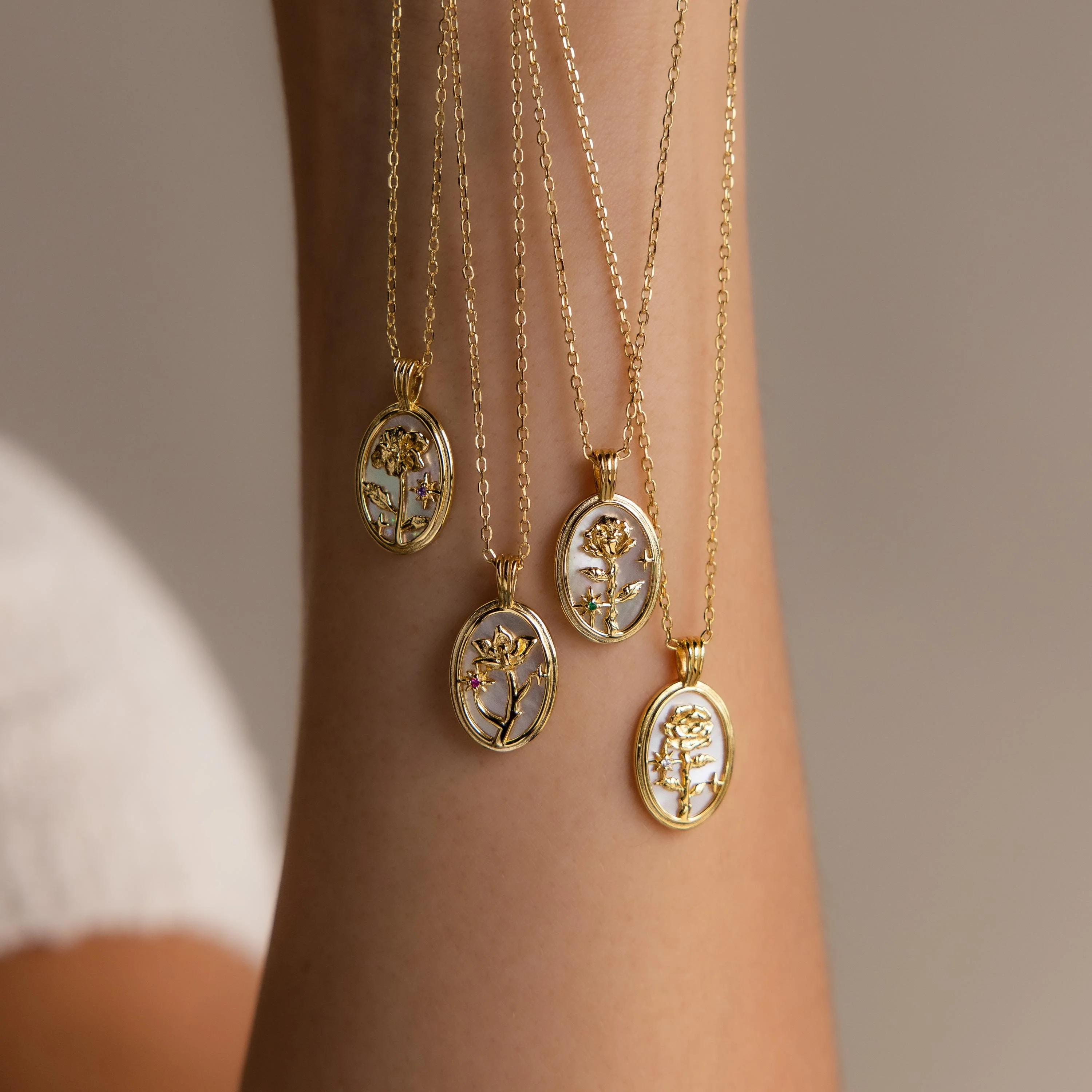Pearl Flower Birthstone Necklace - Image 3