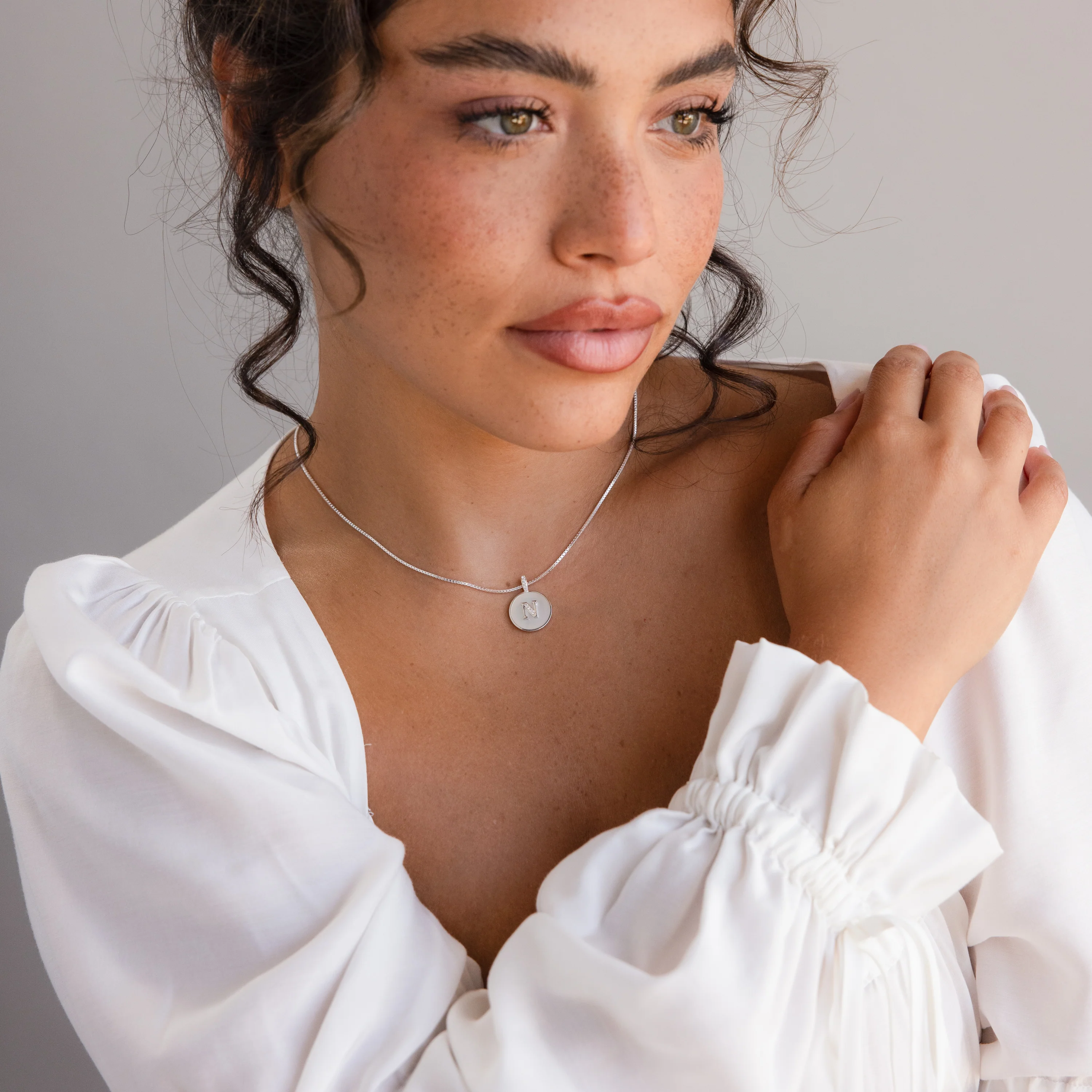 Pearl Initial Disc Necklace - Image 8