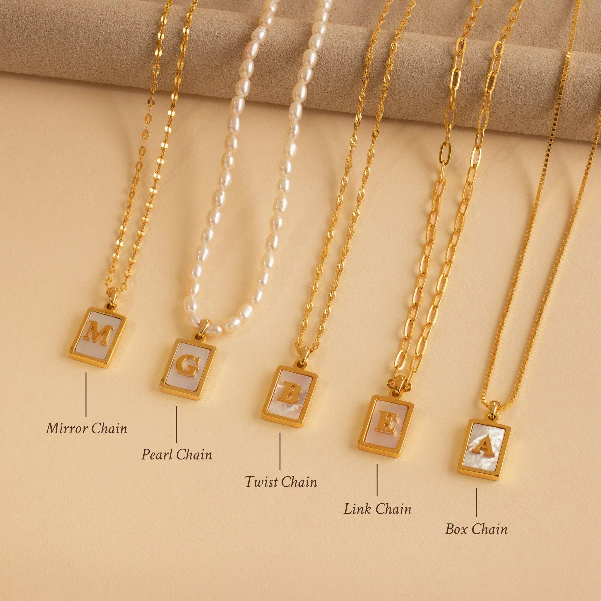 Pearl Initial Tag Necklace - Image 3