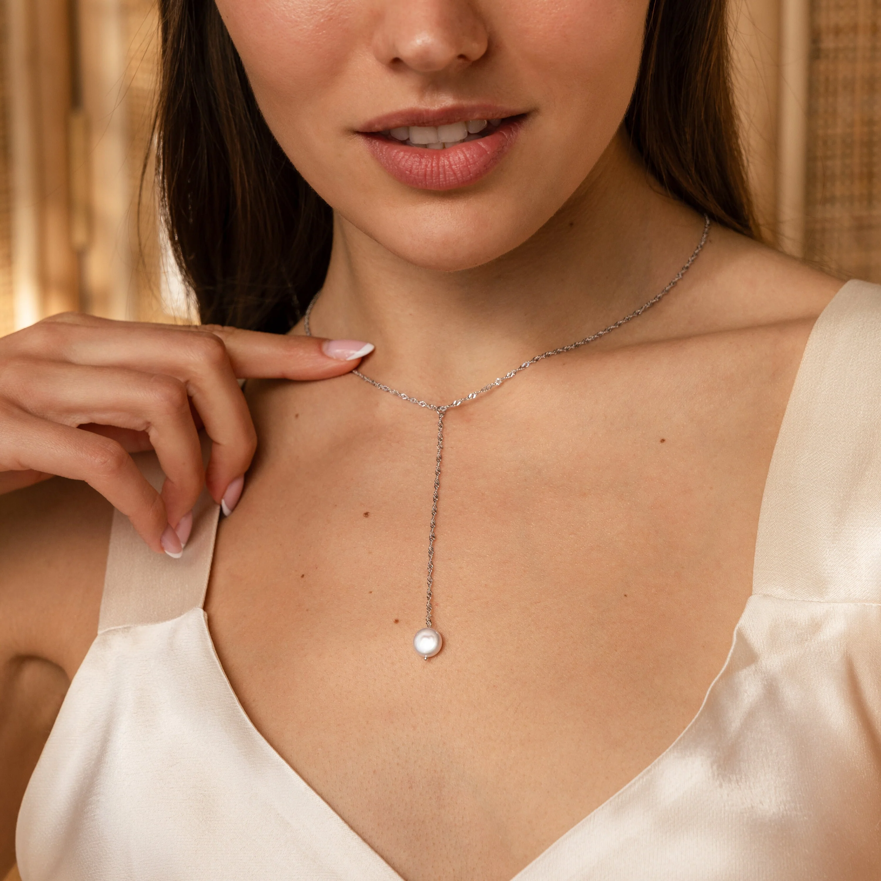 Pearl Lariat Y Necklace - Image 4
