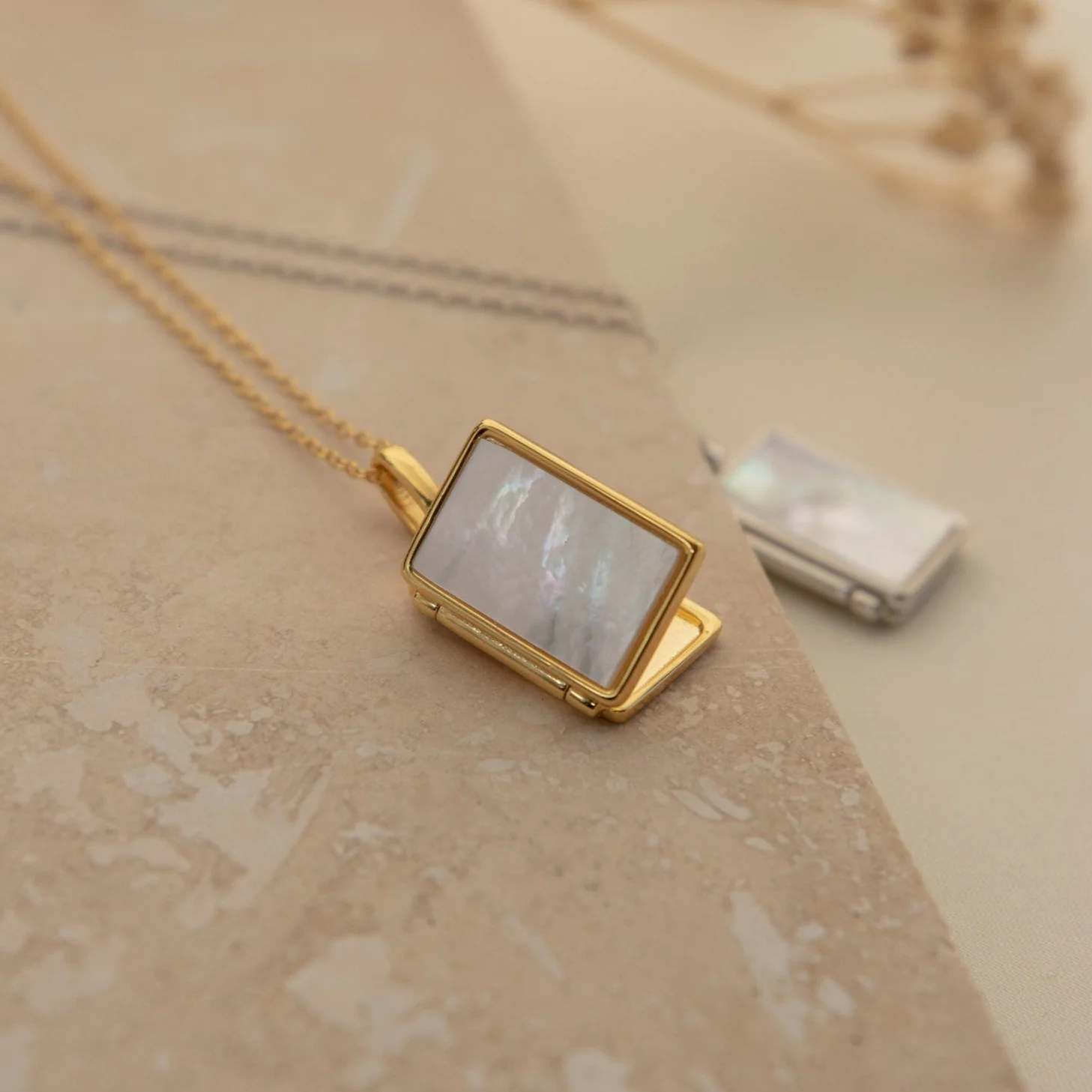 Pearl Locket Necklace in Silver - Image 6