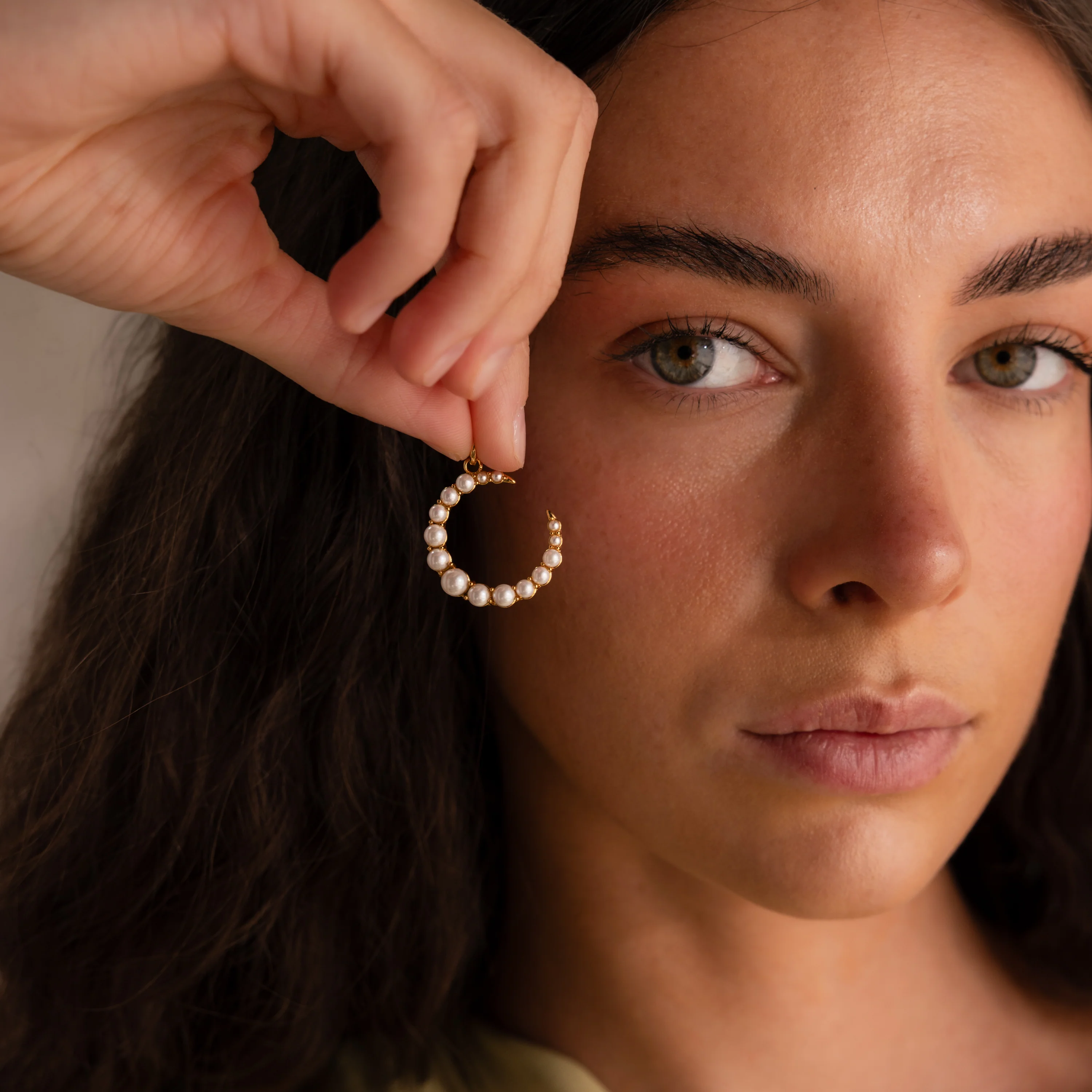 Pearl Moon Charm in 18K Gold - Image 4