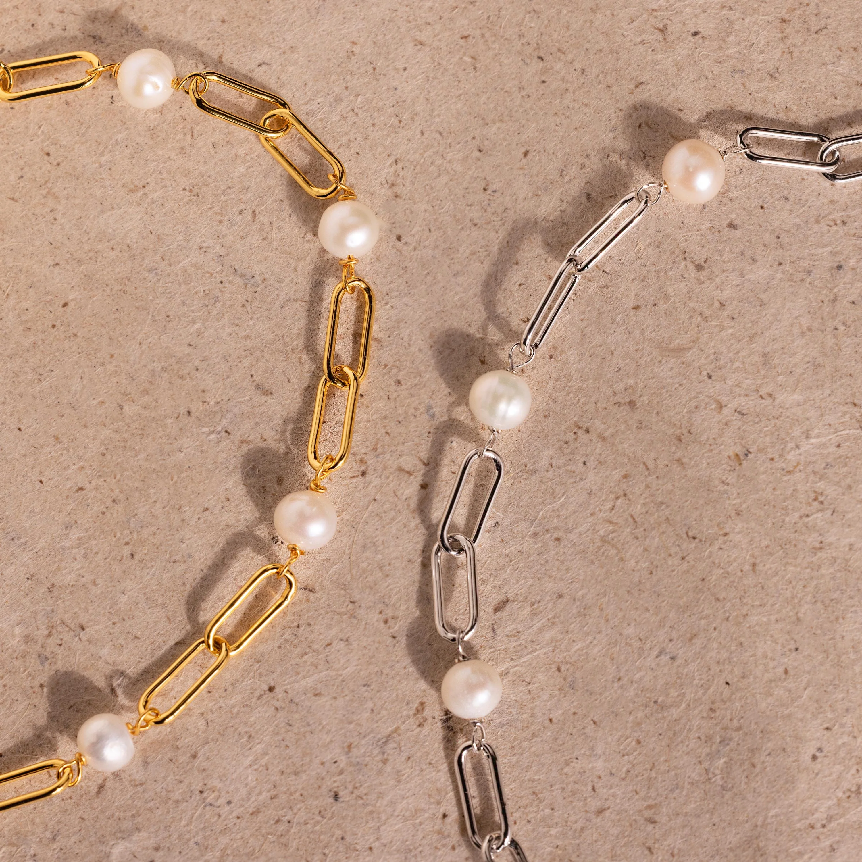 Pearl Station Paperclip Bracelet - Image 3