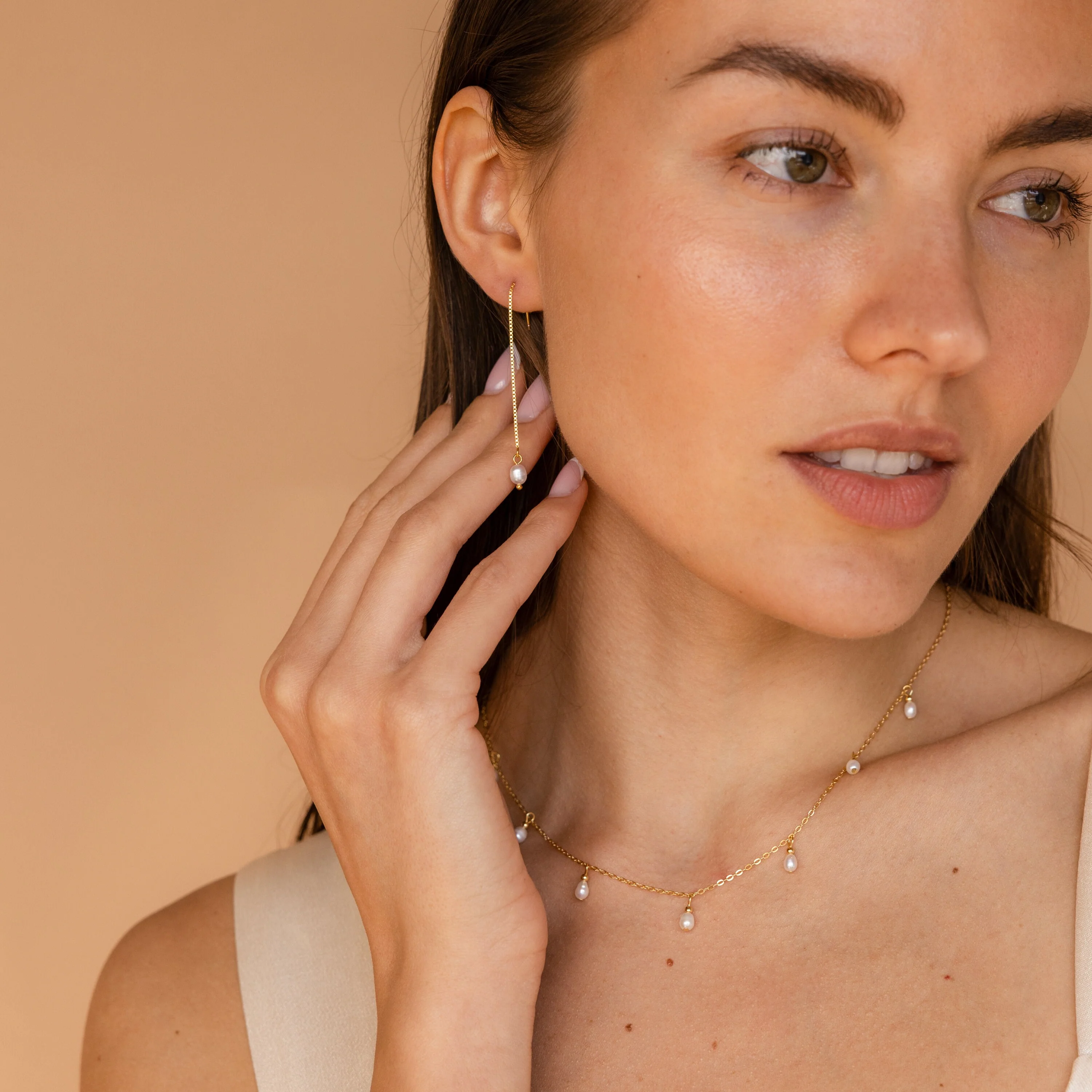 Pearl Threader Earrings - Image 3