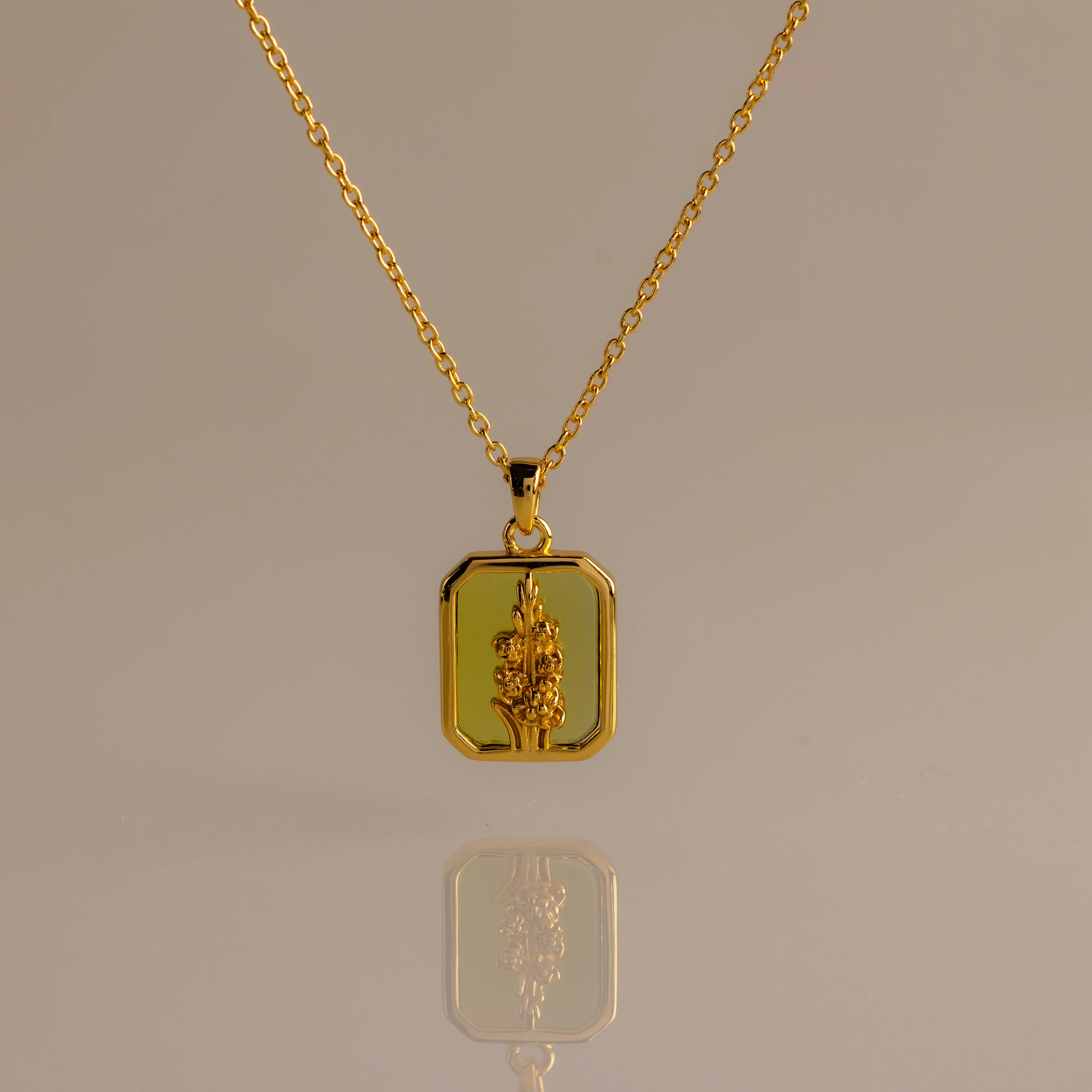 Peridot Birth Flower Charm Necklace