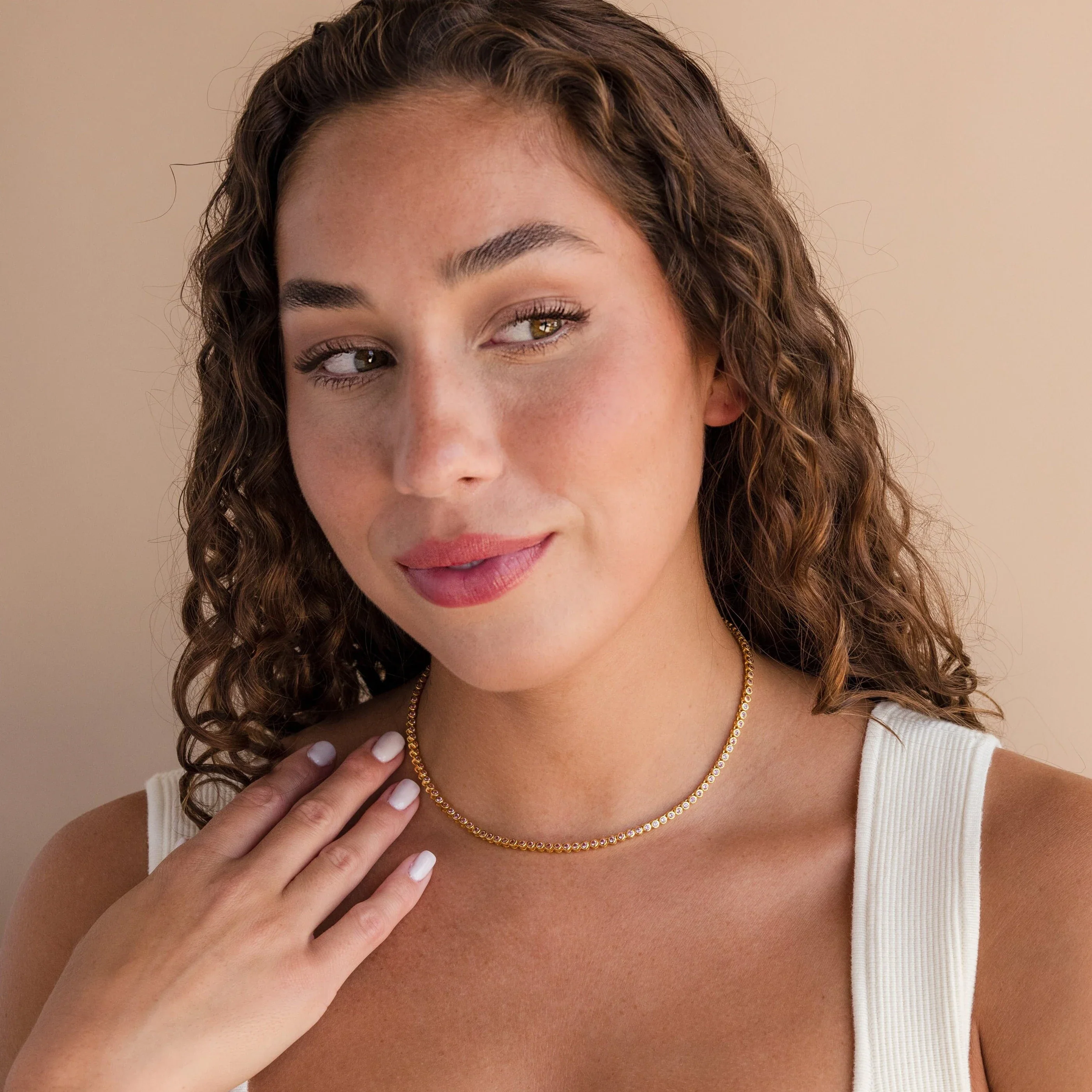 Pink Bezel Tennis Necklace - Image 6
